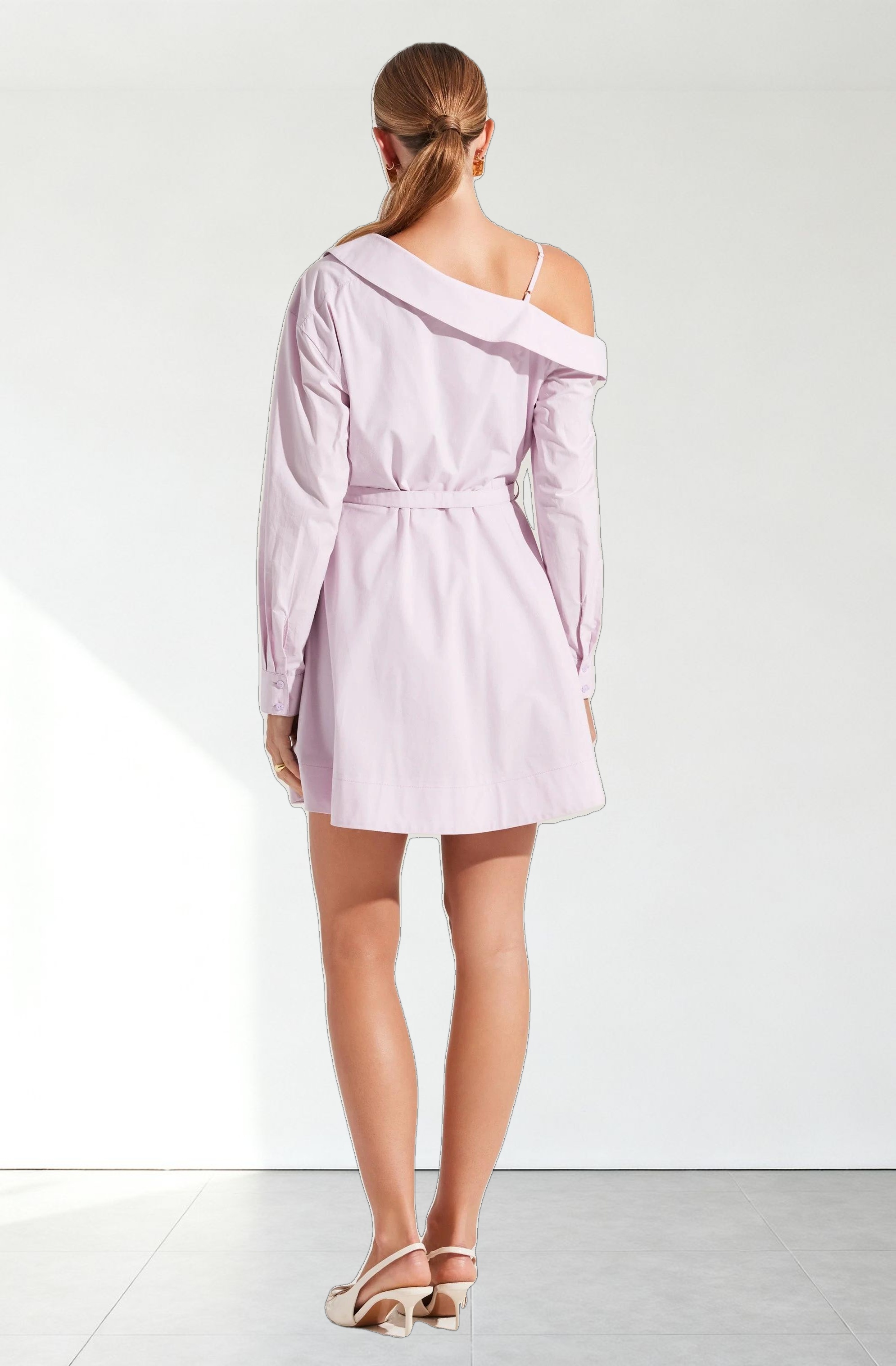 Aveni Off Shoulder Mini Shirt Dress