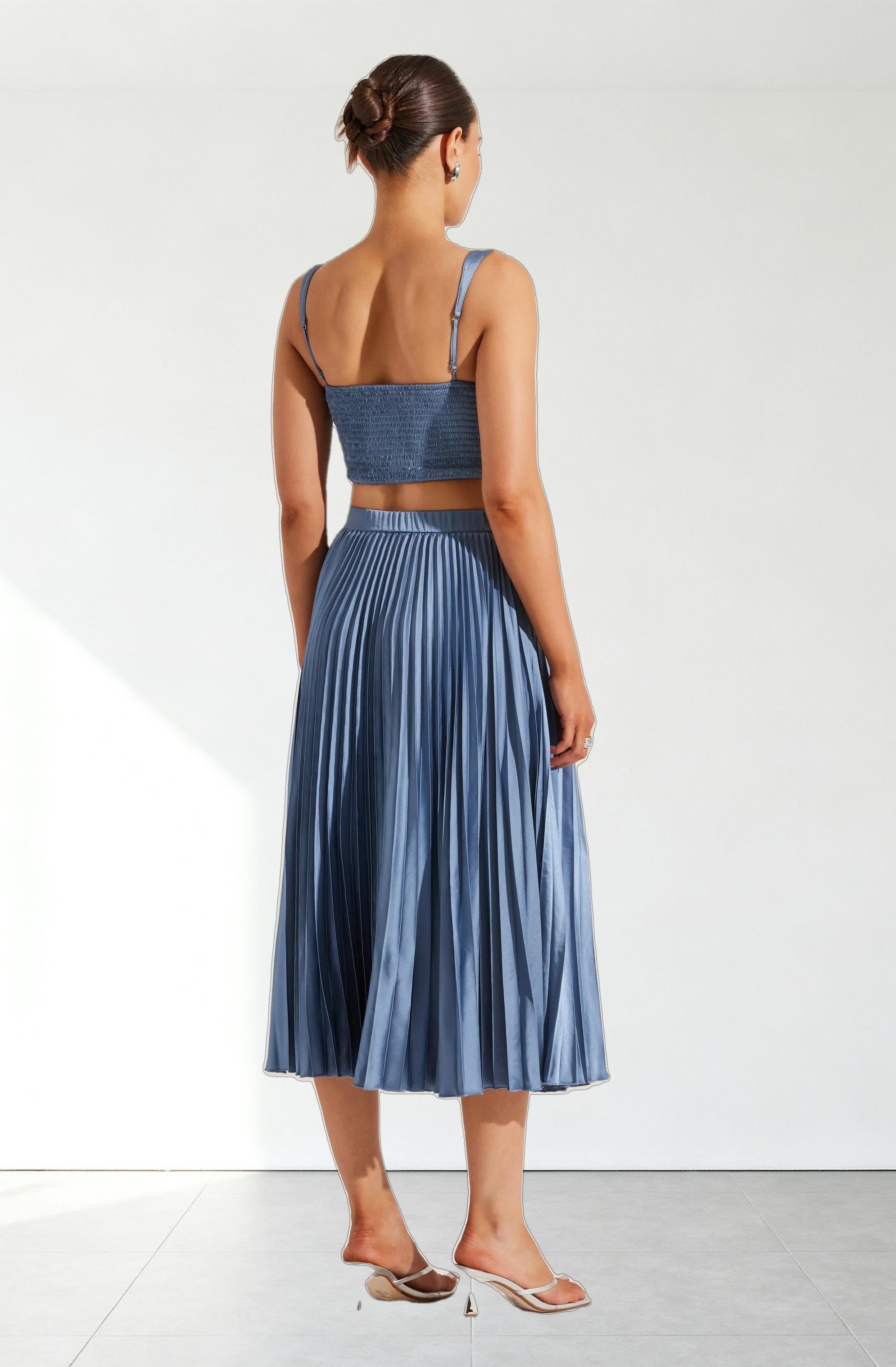 Satin Pleated Crop Top