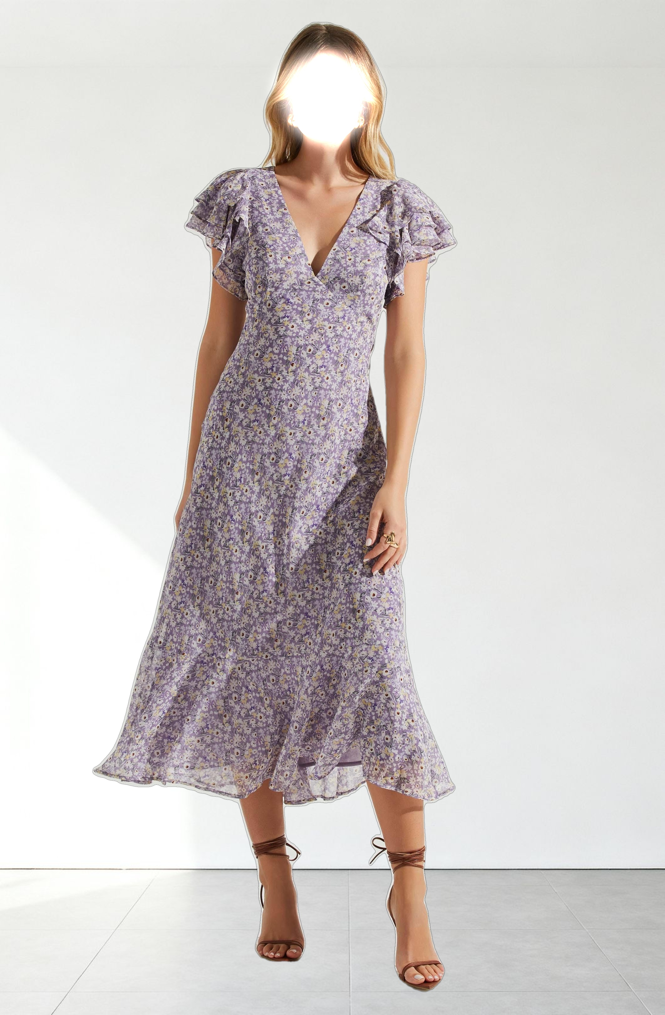 Celestine Floral Ruffle Midi Dress