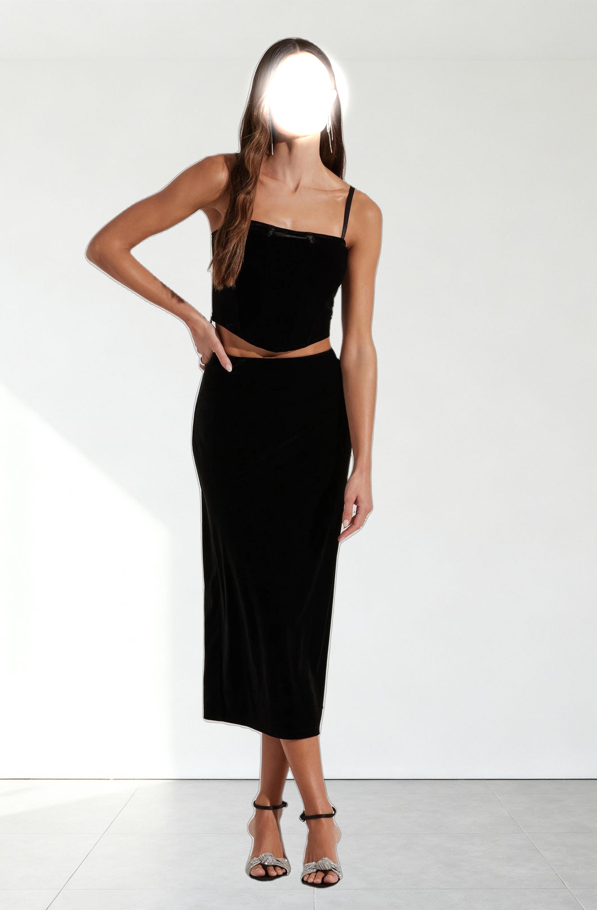 Velvet Midi A-Line Skirt