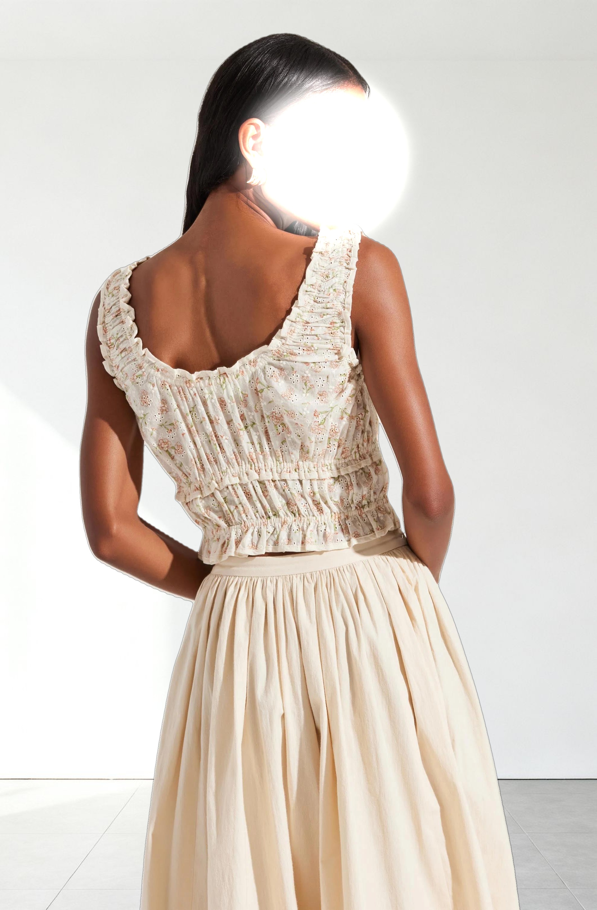 Kissel Floral Eyelet Cropped Top