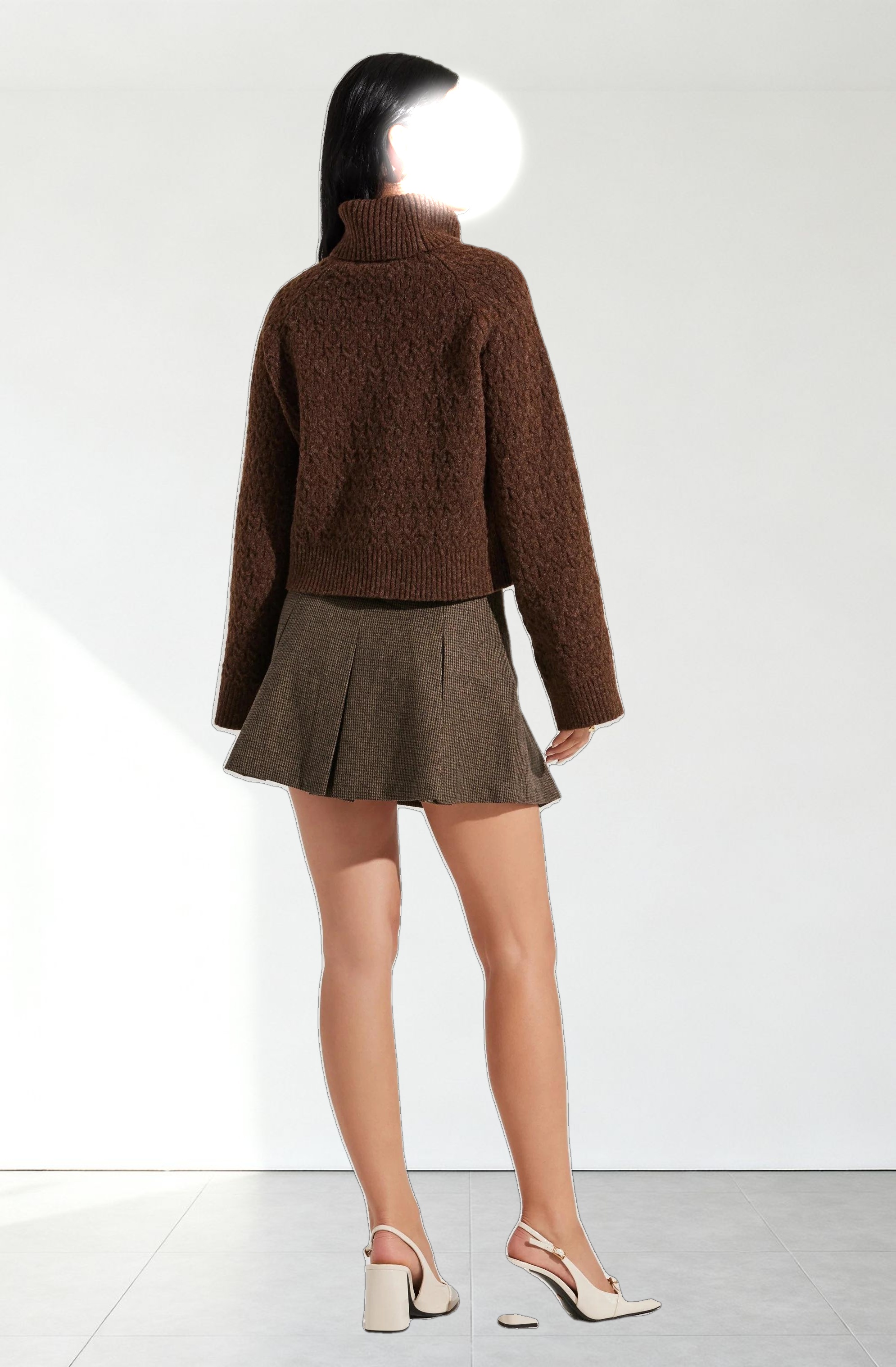 Textured Boxy Turtleneck Sweater