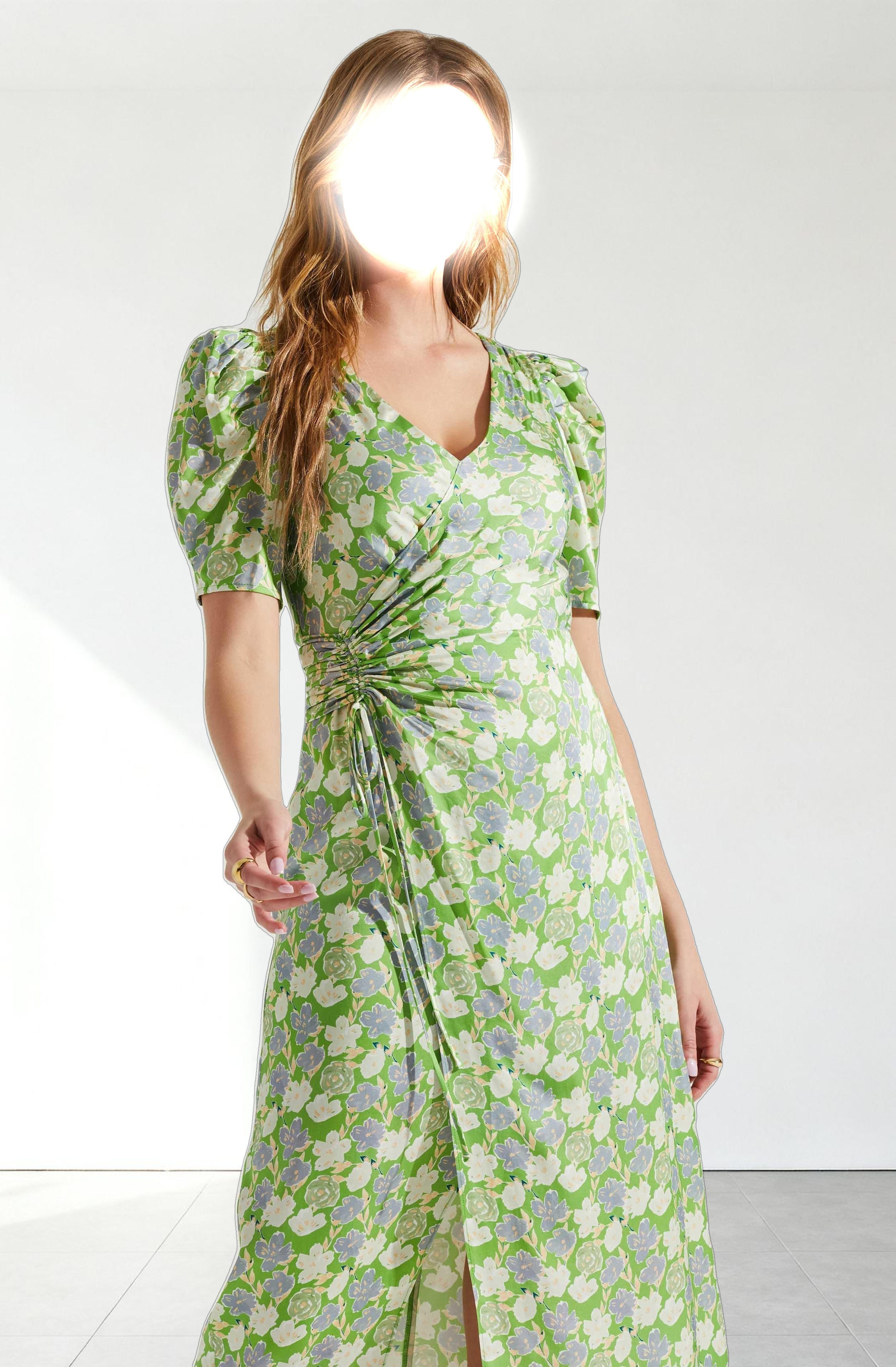 Martina Floral Ruched Midi Dress