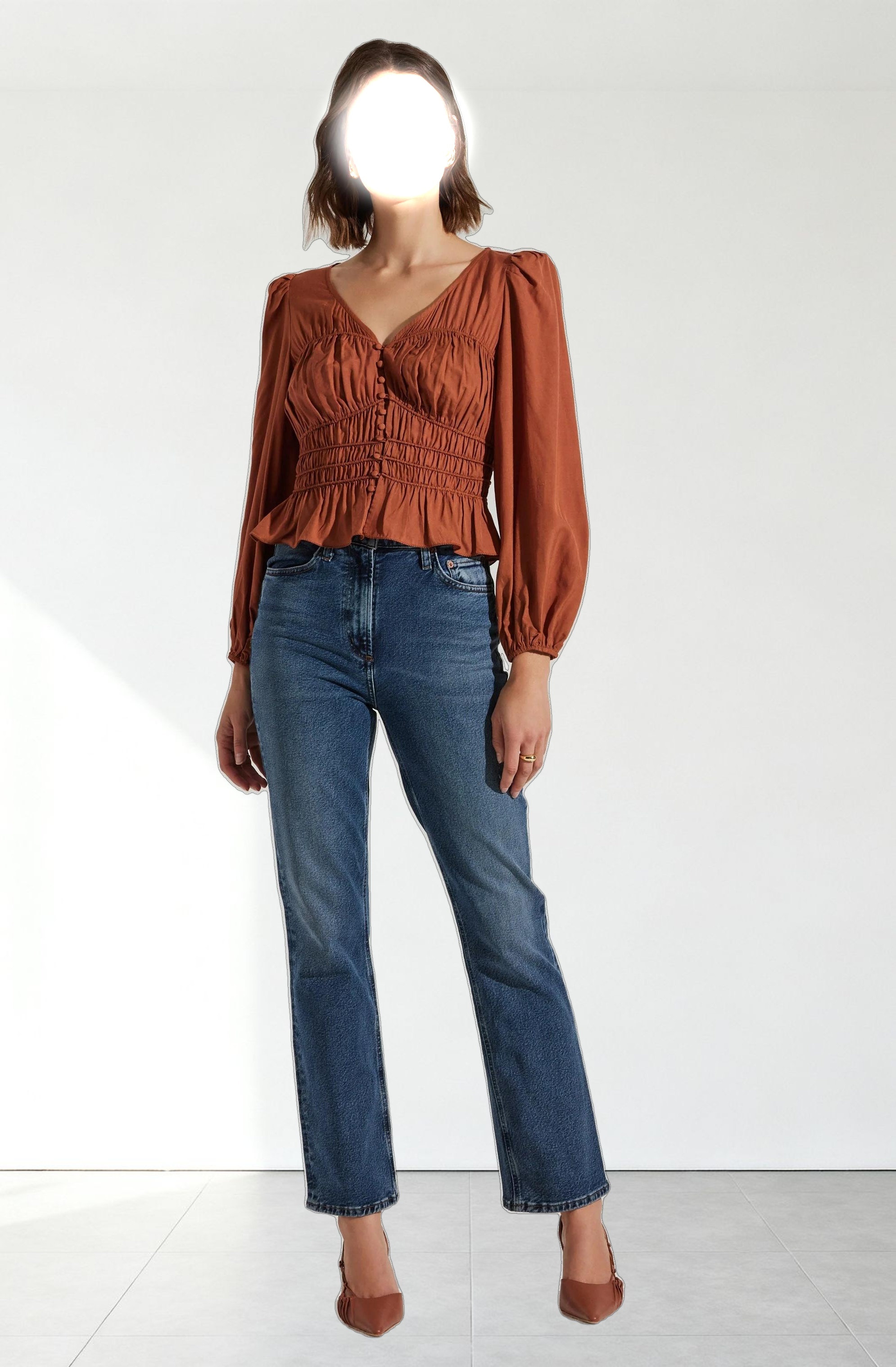 Wilette Smocked V-Neck Top