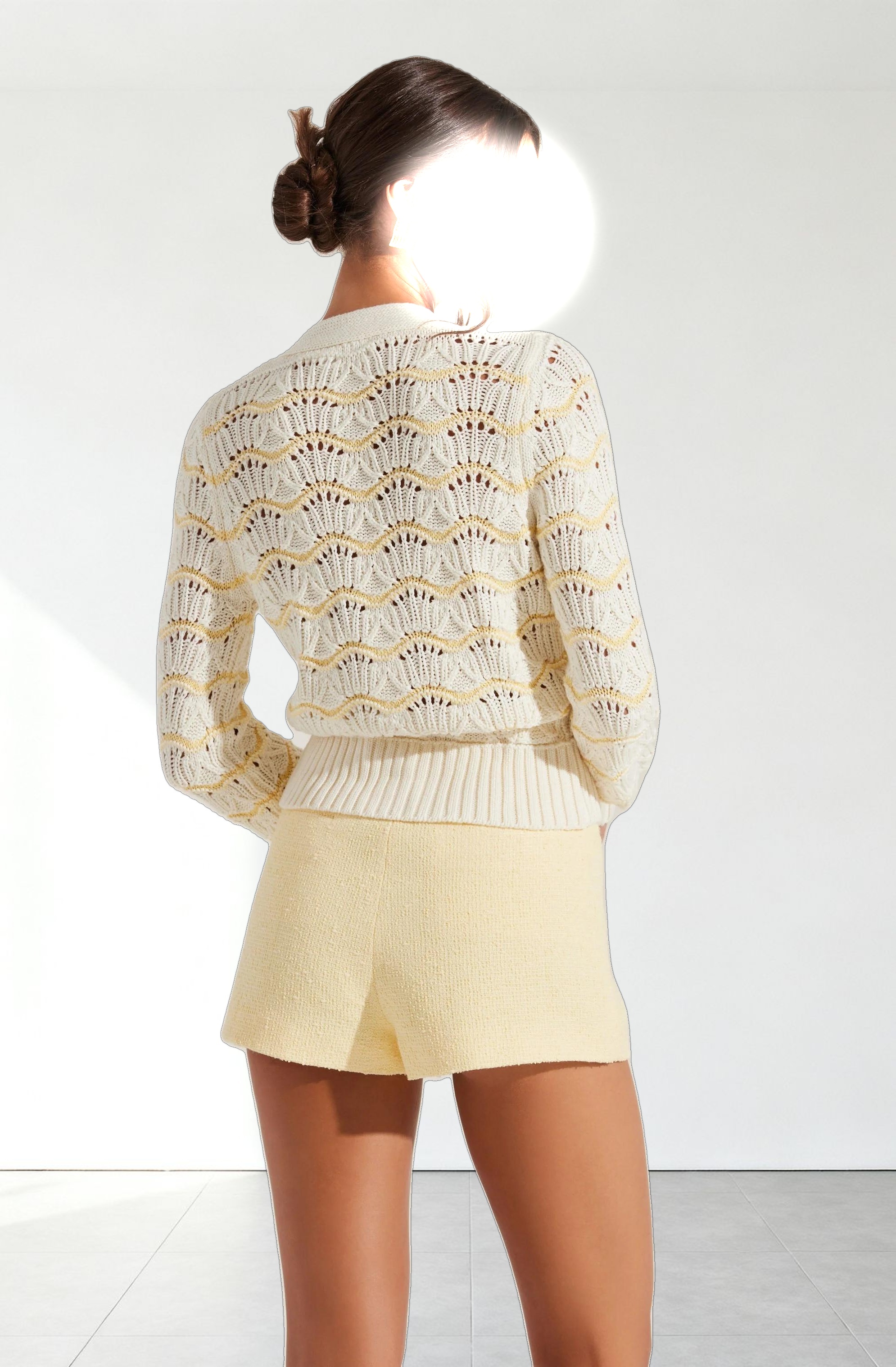 Janira Wavy Stripe Pointelle Cardigan