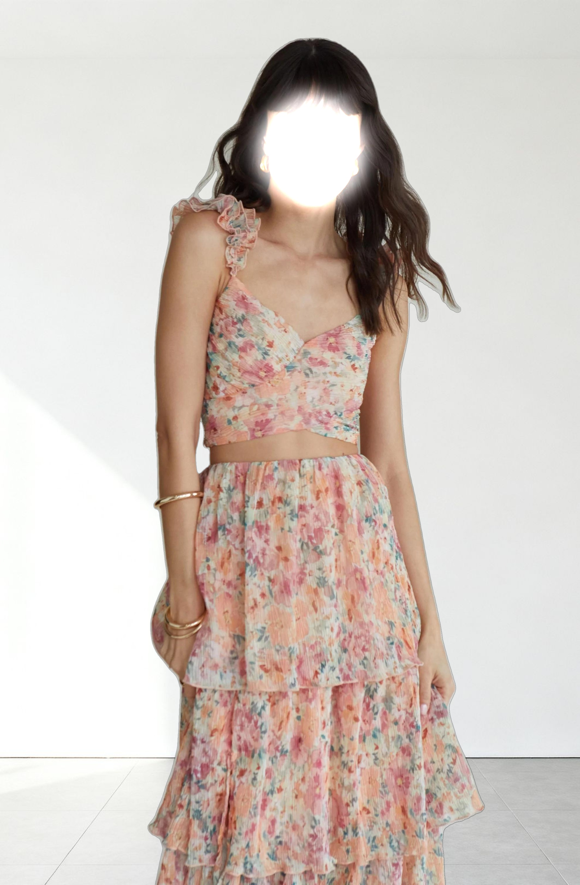 Plisse Cross Bust Top