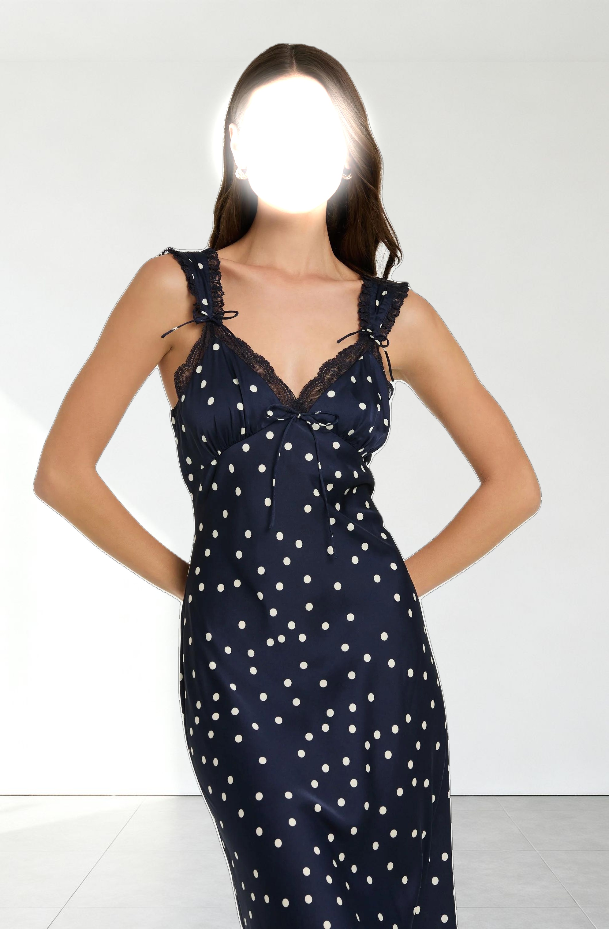 Lace Trim Midi Slip Dress