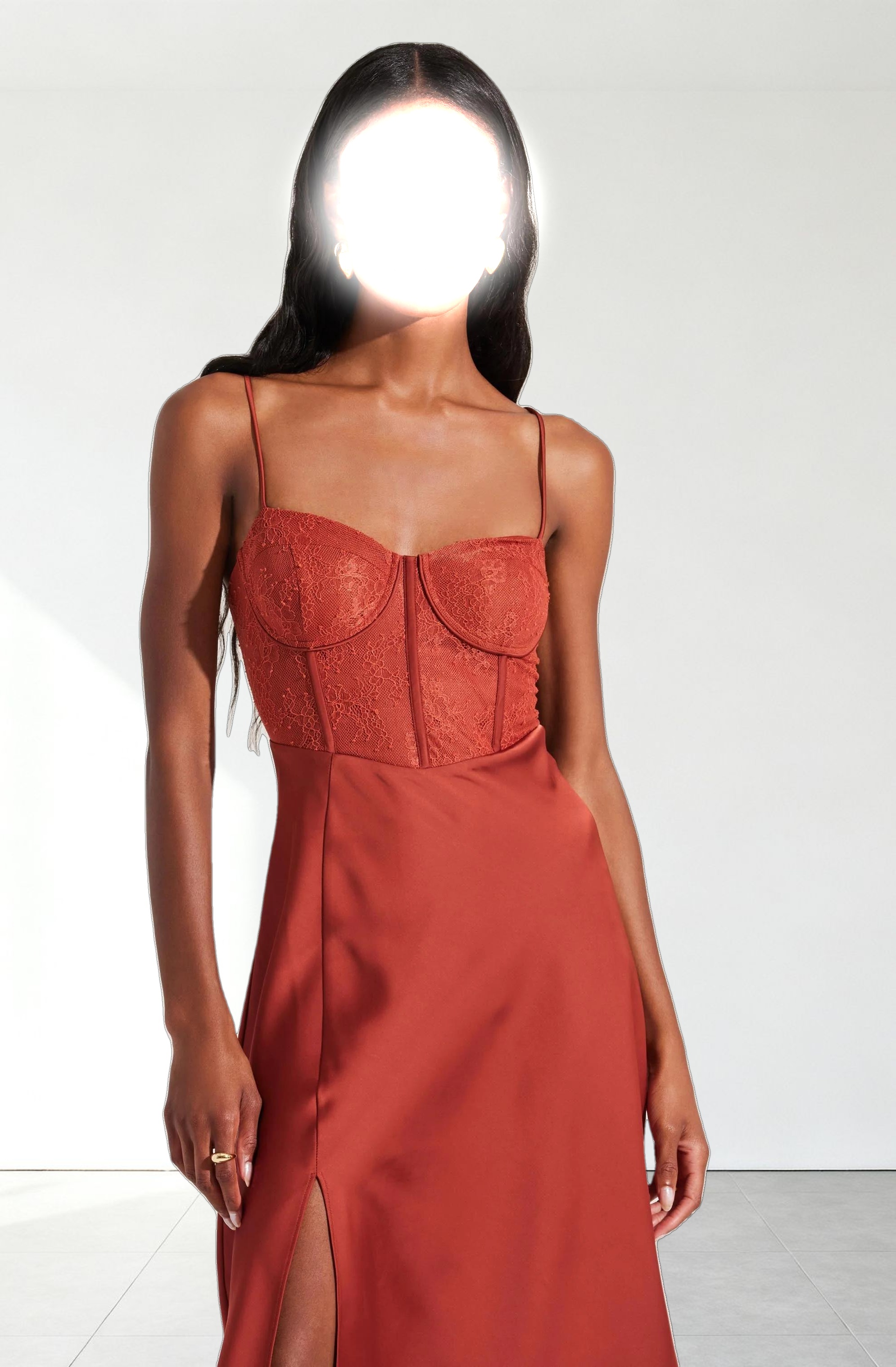 Lace Bustier Midi Dress