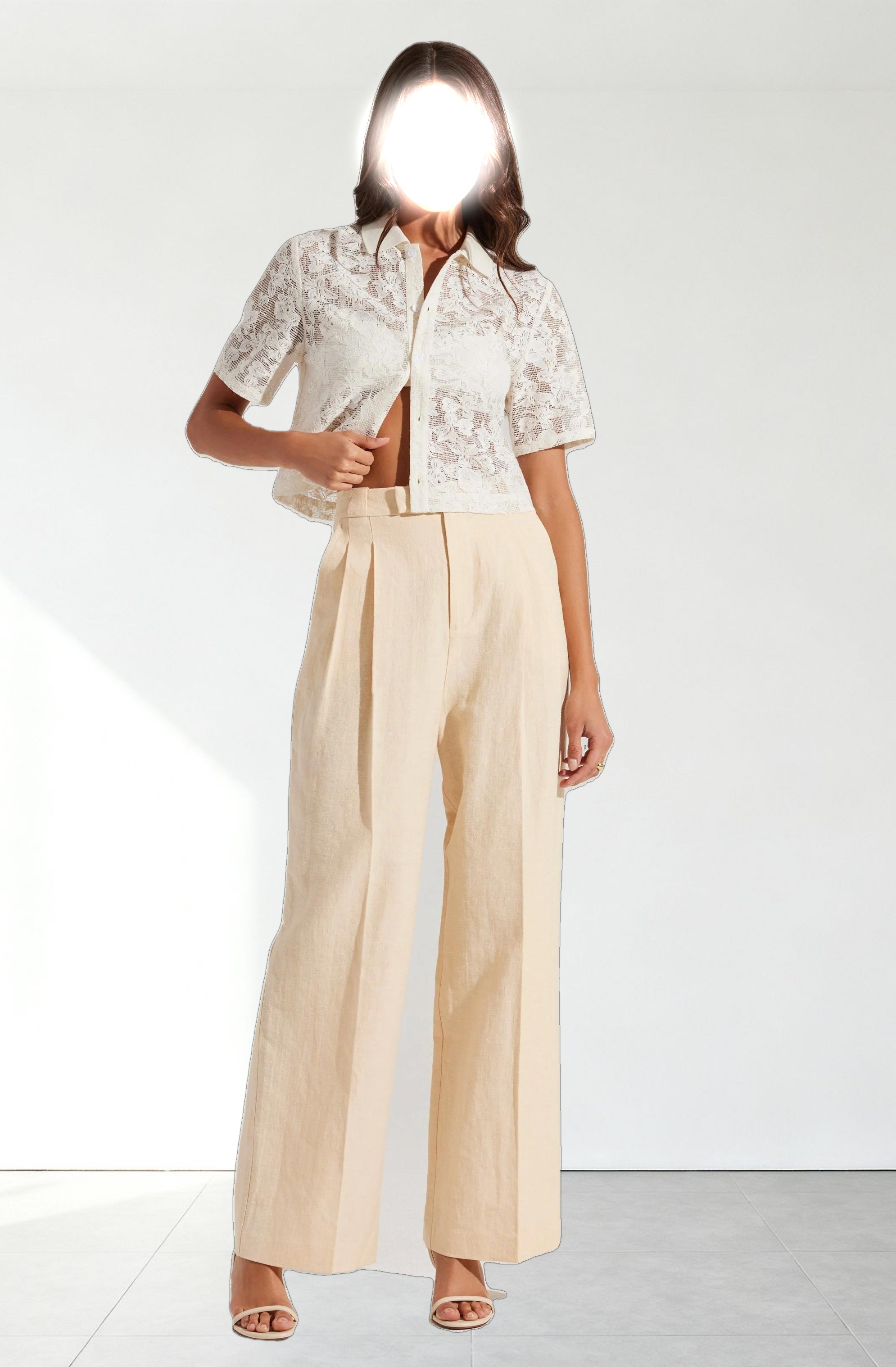 Bryony Linen Blend Pleated Pants