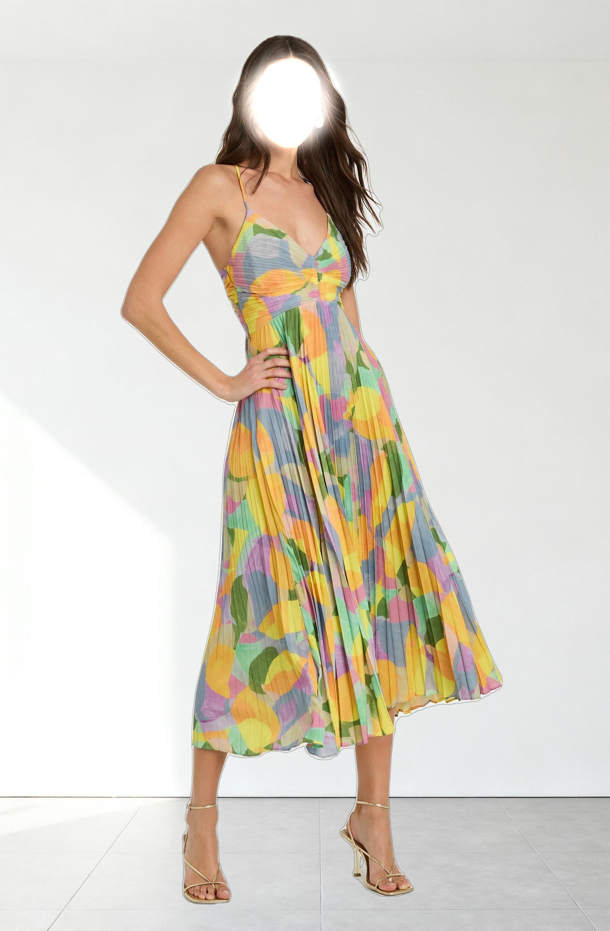 Blythe Floral Plisse Midi Dress