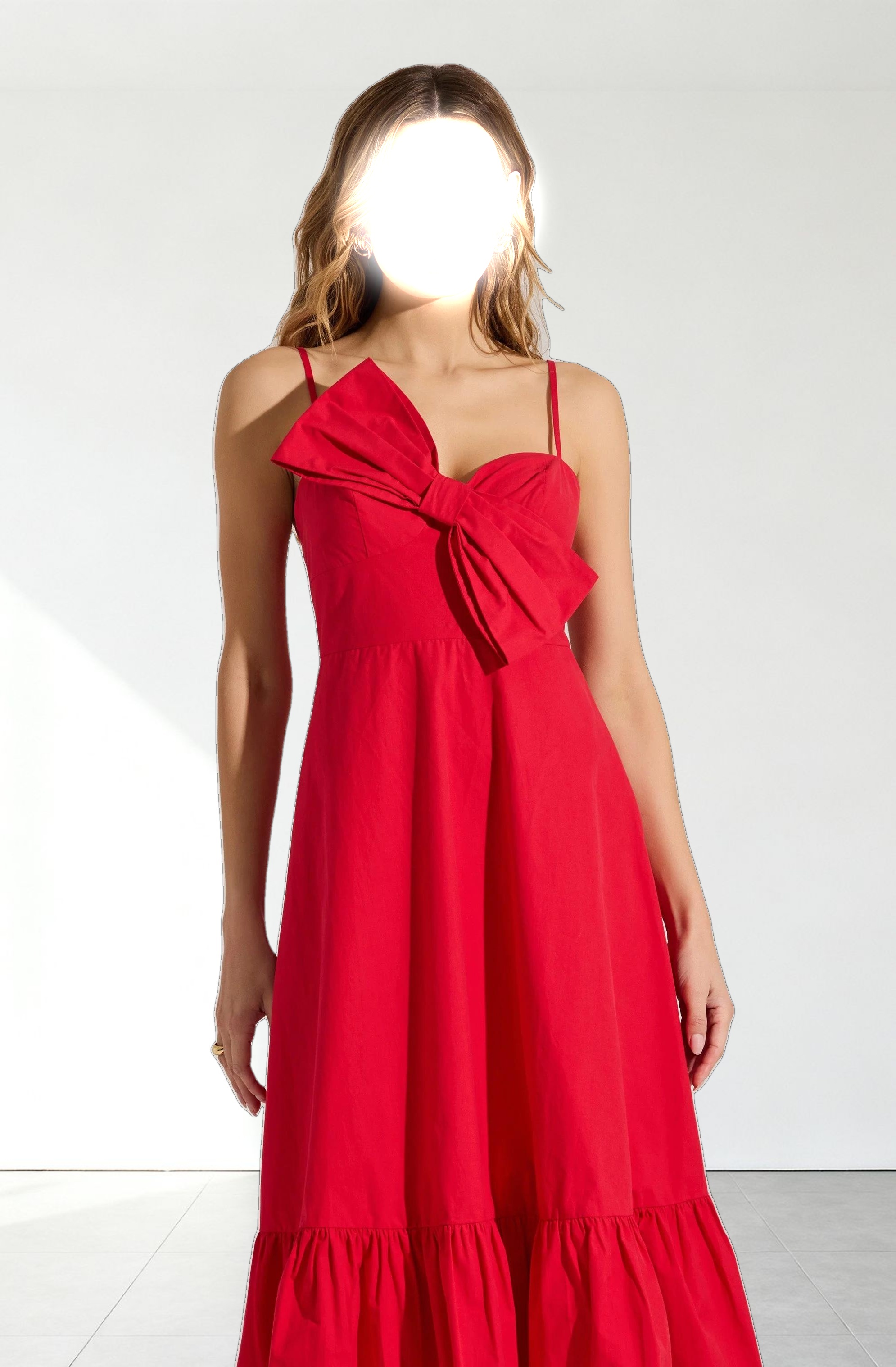Asymmetrical Bow Midi Dress