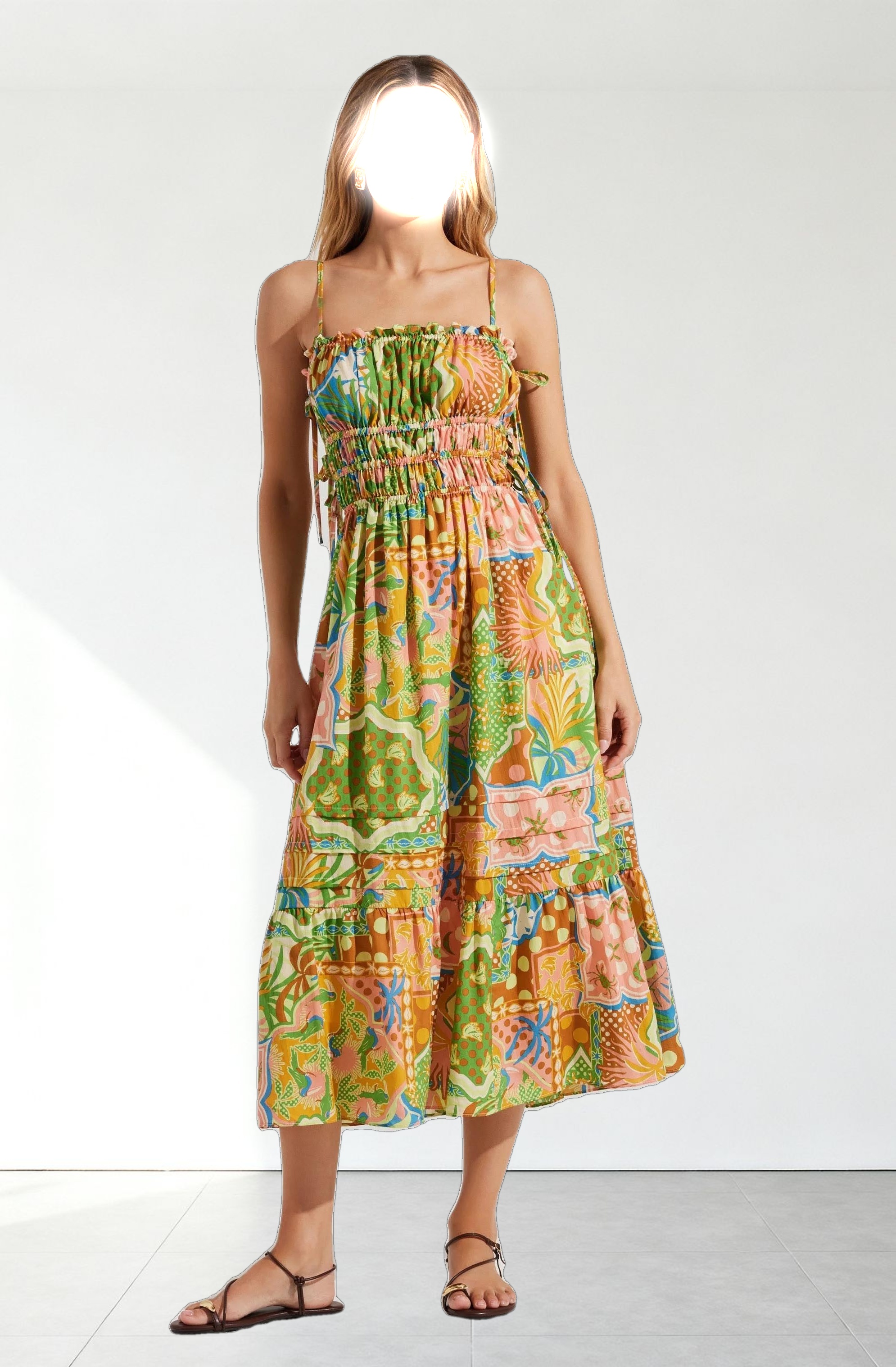 Elisabeth Printed Shirred Midi Dress