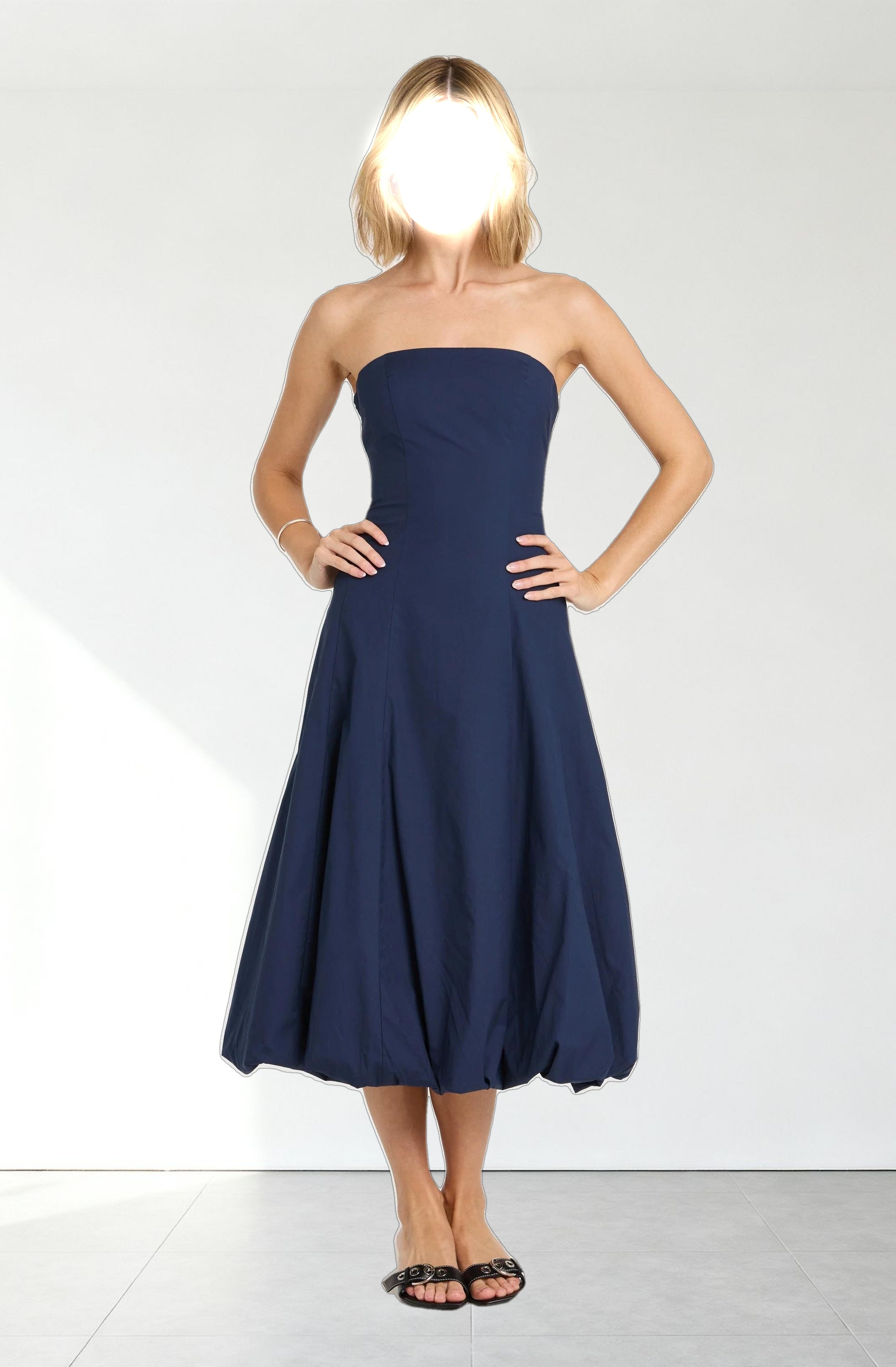 Lace Up Strapless Bubble Dress