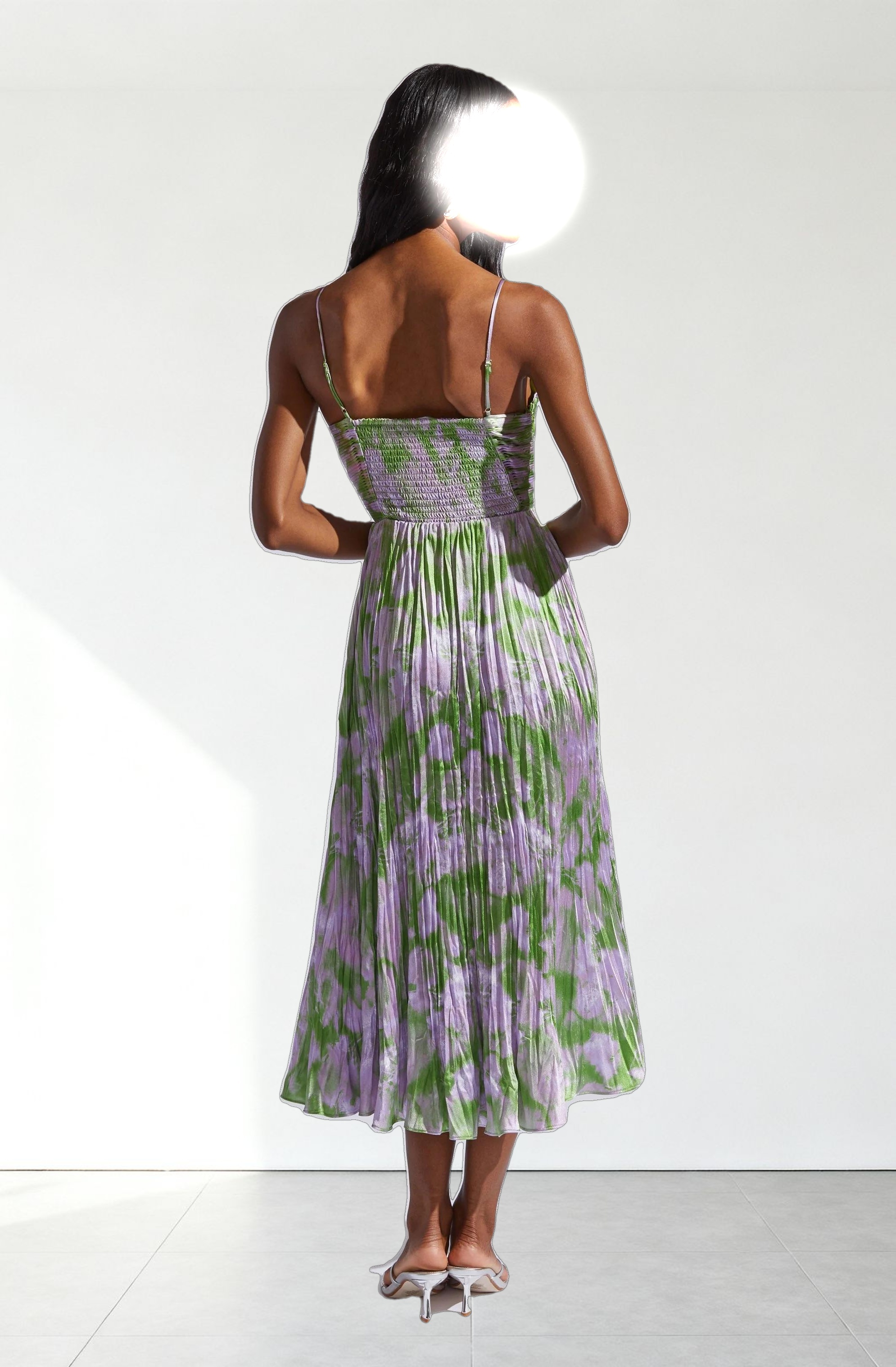 Maeve Printed Pleated Midi Dress