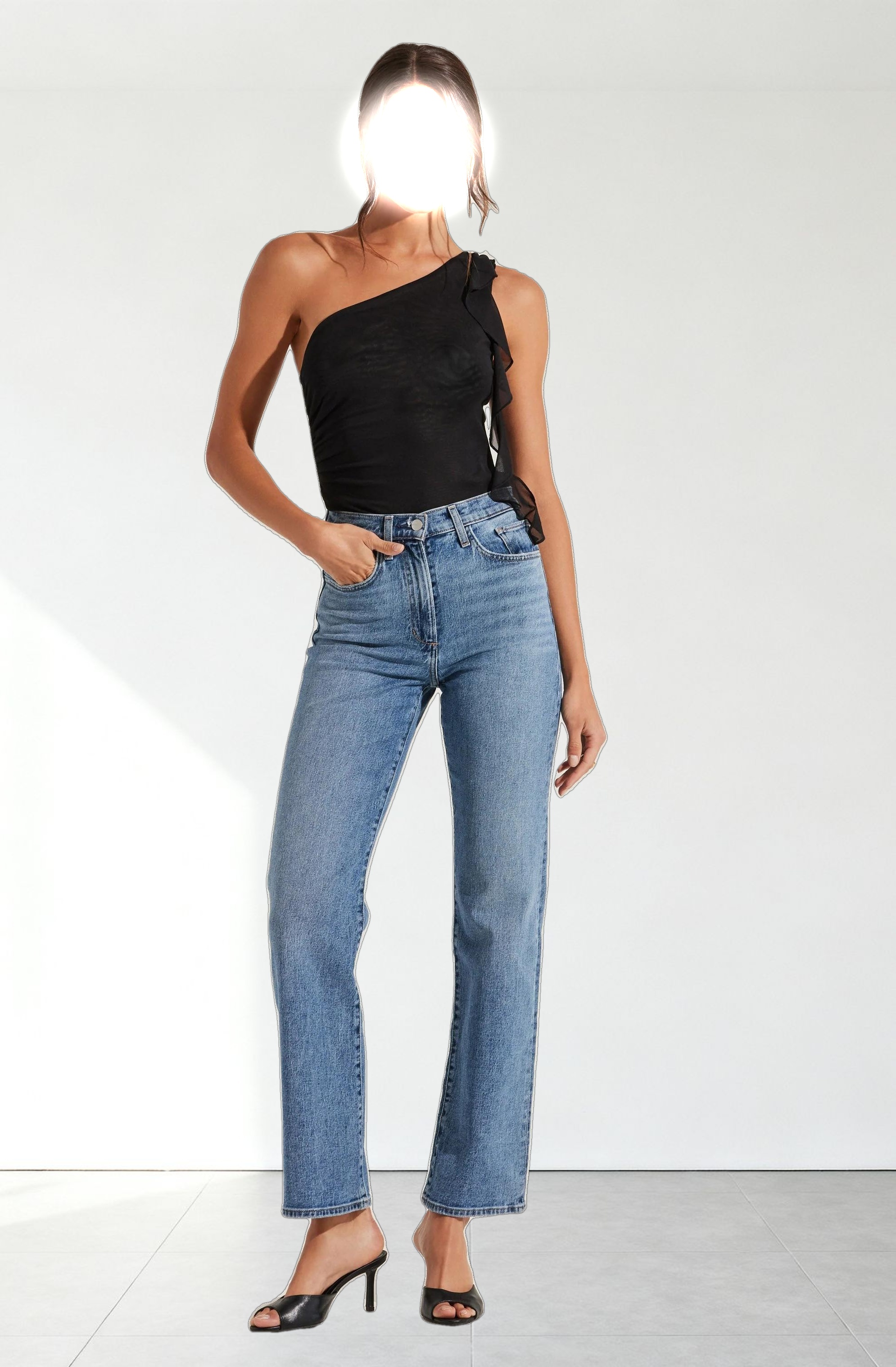 One Shoulder Ruffle Detail Top