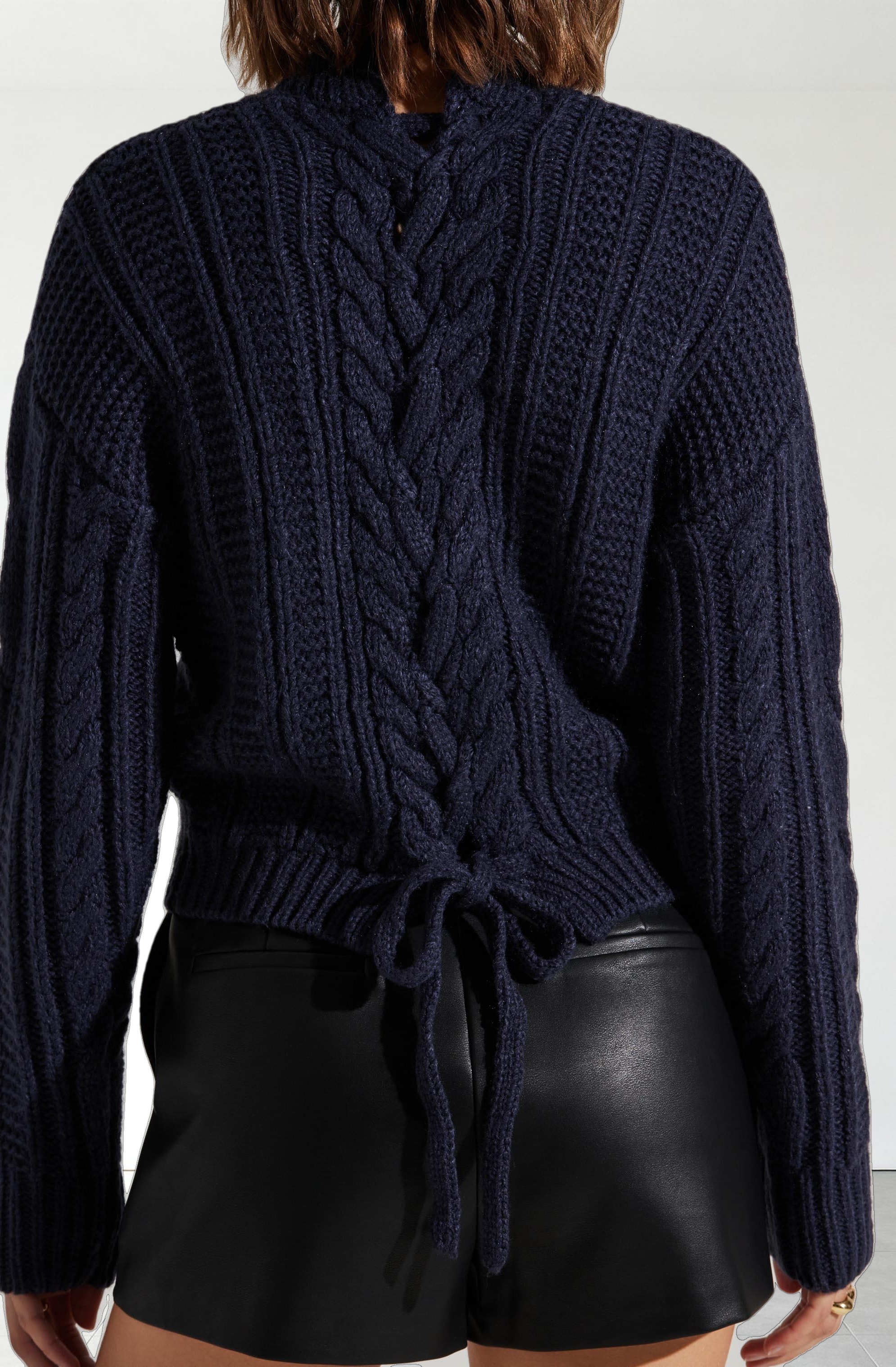 Laverne Cable Knit Tie-Back Sweater