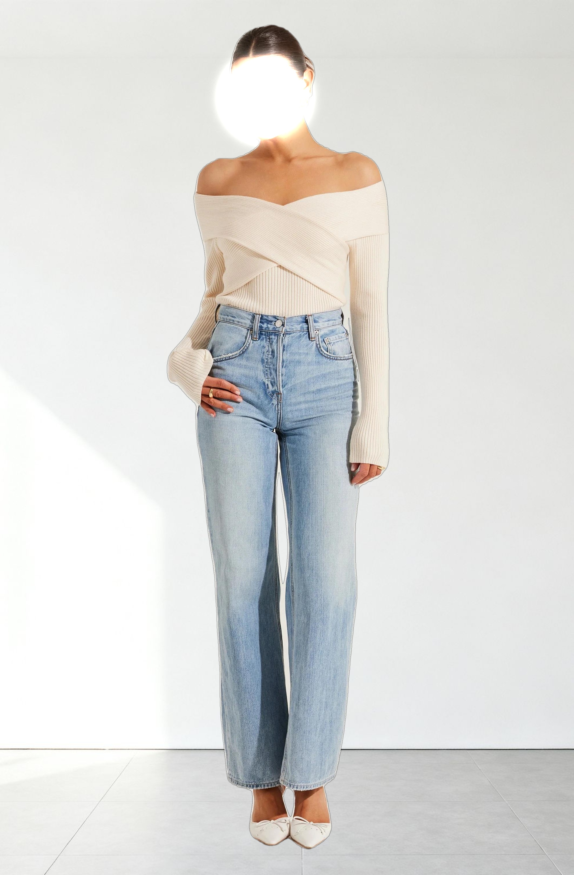 Off Shoulder Crossover Sweater