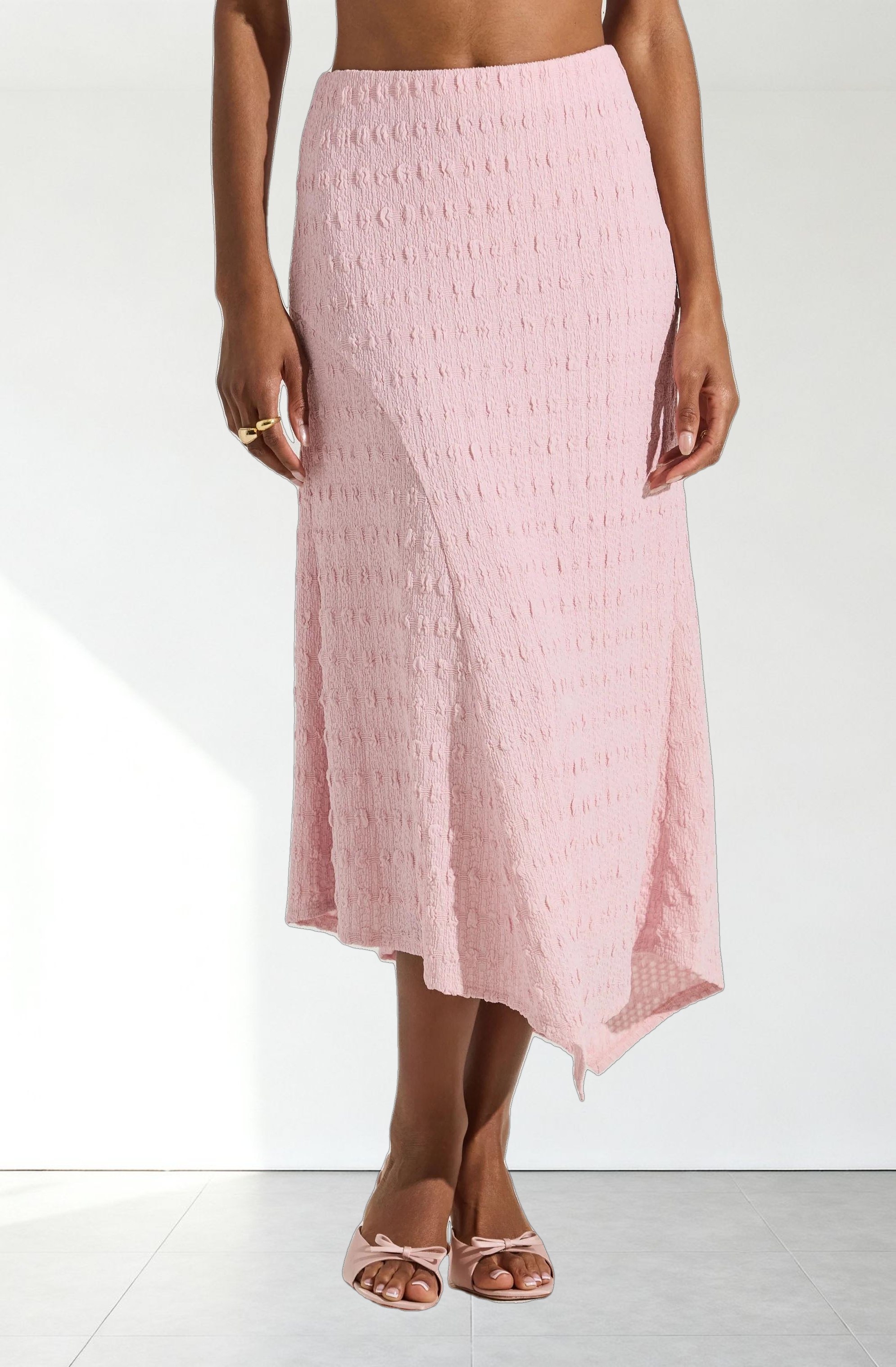 Textured Asymmetric Knit Skirt