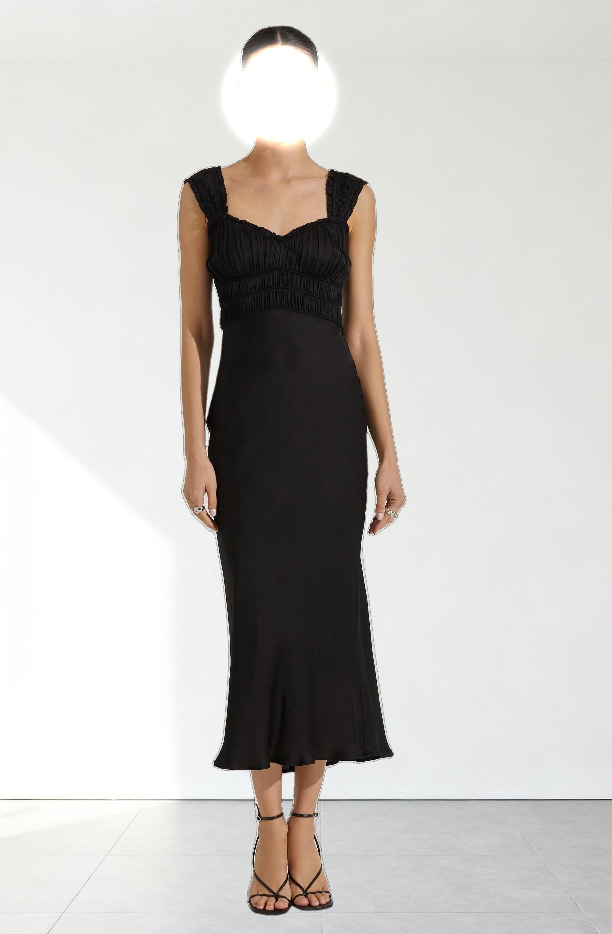 Enola Satin Smocked Midi Dress