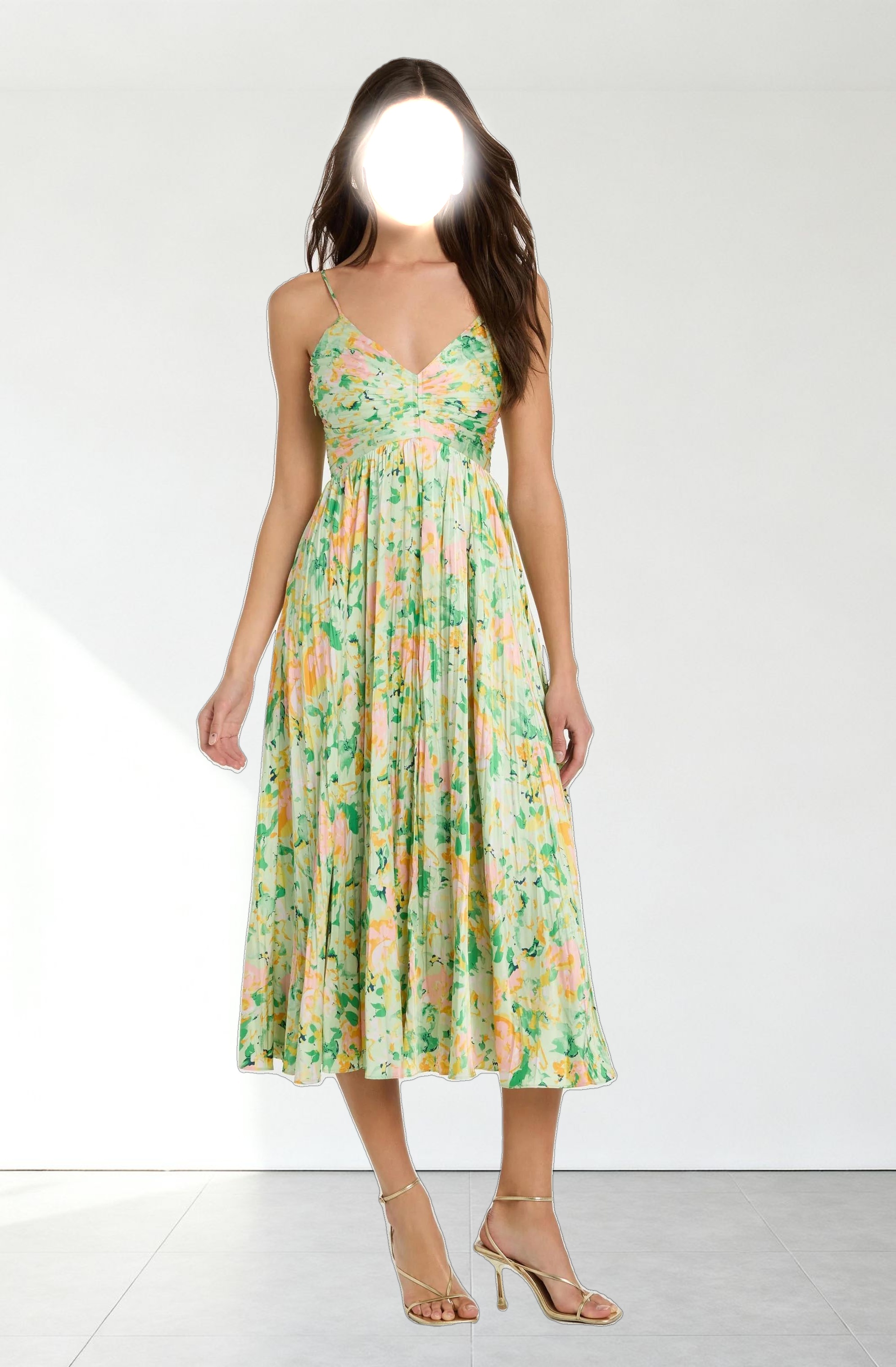 Maeve Printed Pleated Midi Dress