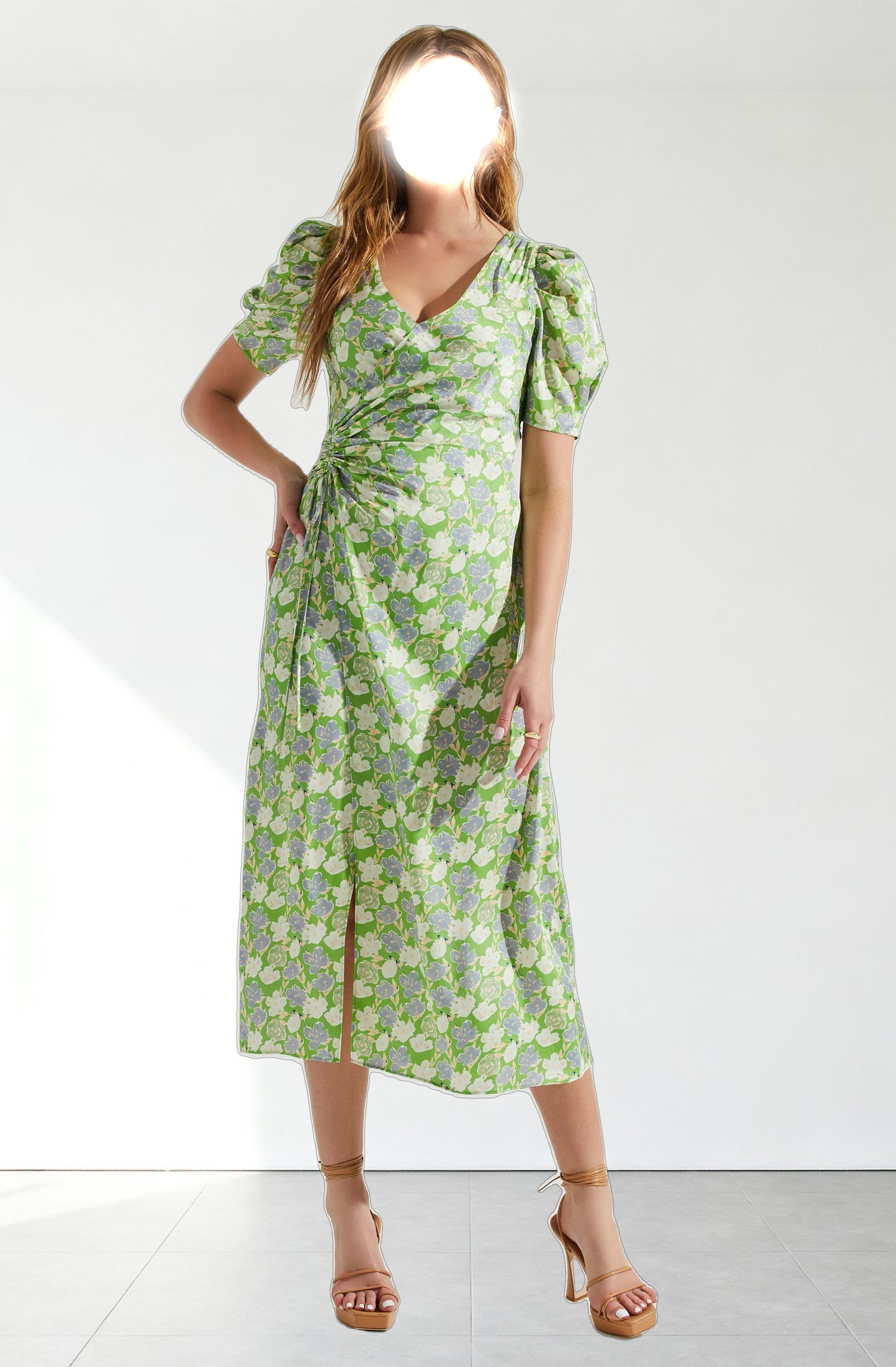 Martina Floral Ruched Midi Dress