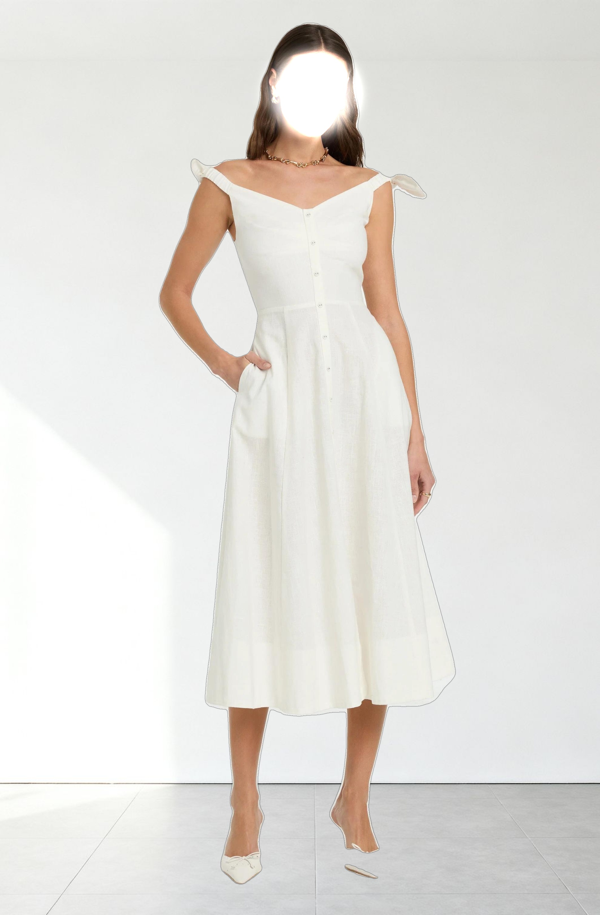 Charelin Linen Off Shoulder Dress