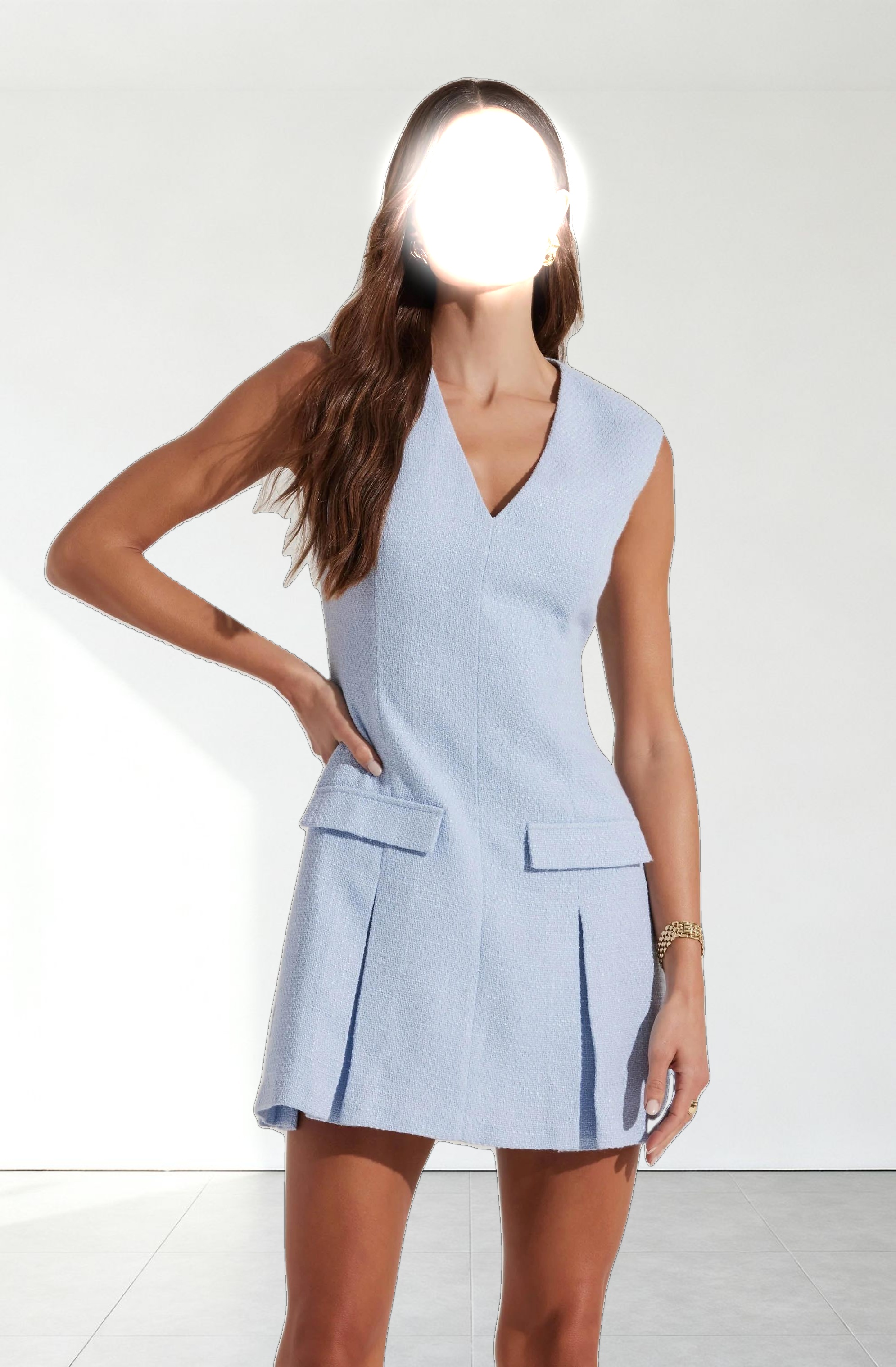 Sleeveless Tweed Mini Dress