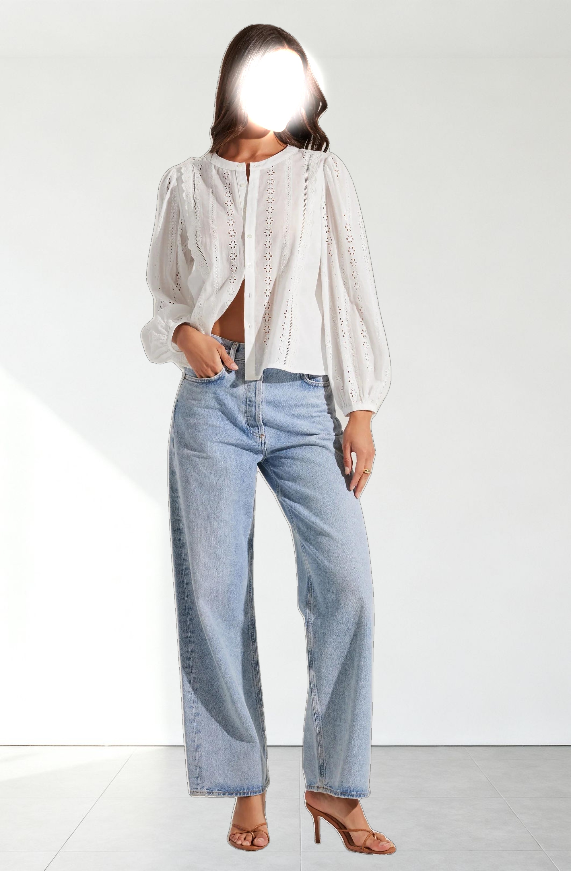 Aneska Broderie Button Up Top