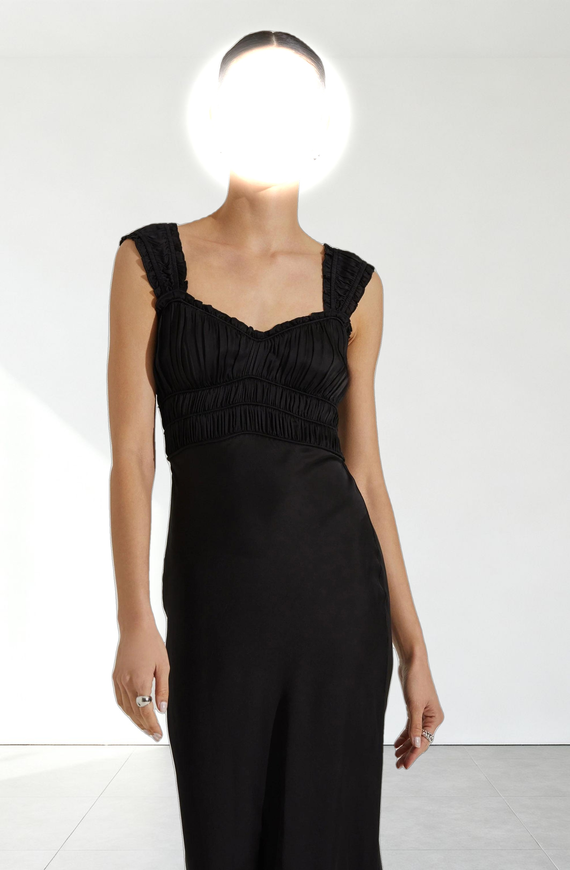 Enola Satin Smocked Midi Dress