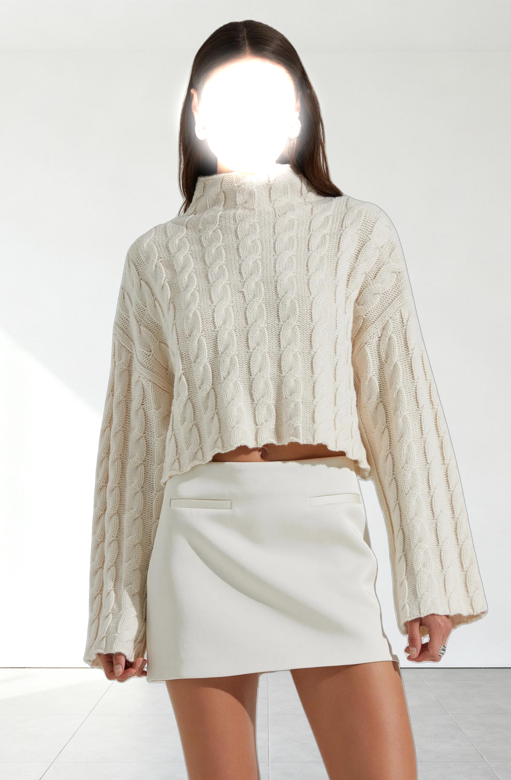 Sloan Cropped Cable Knit Sweater