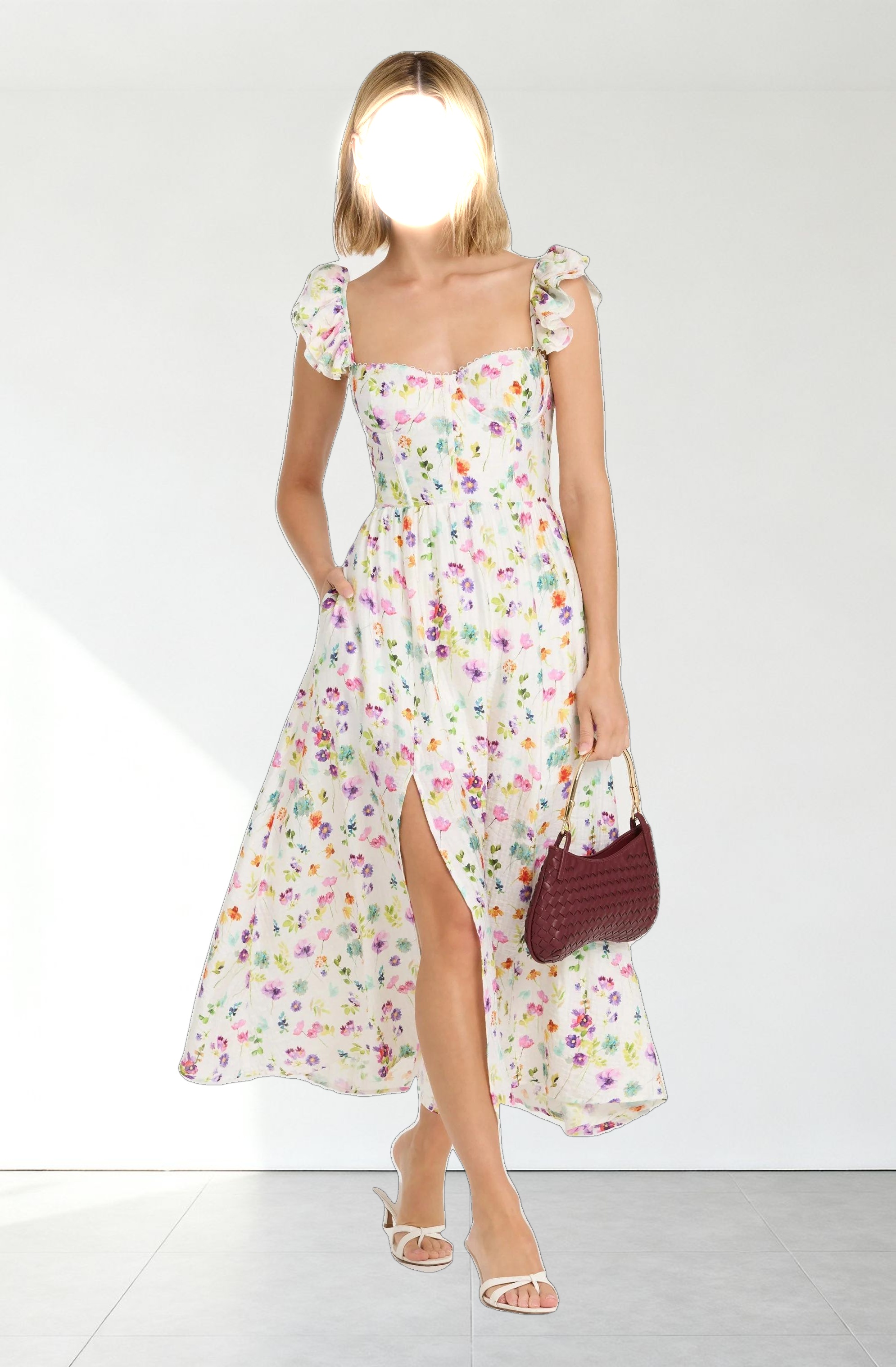 Wedelia Floral Bustier Midi Dress