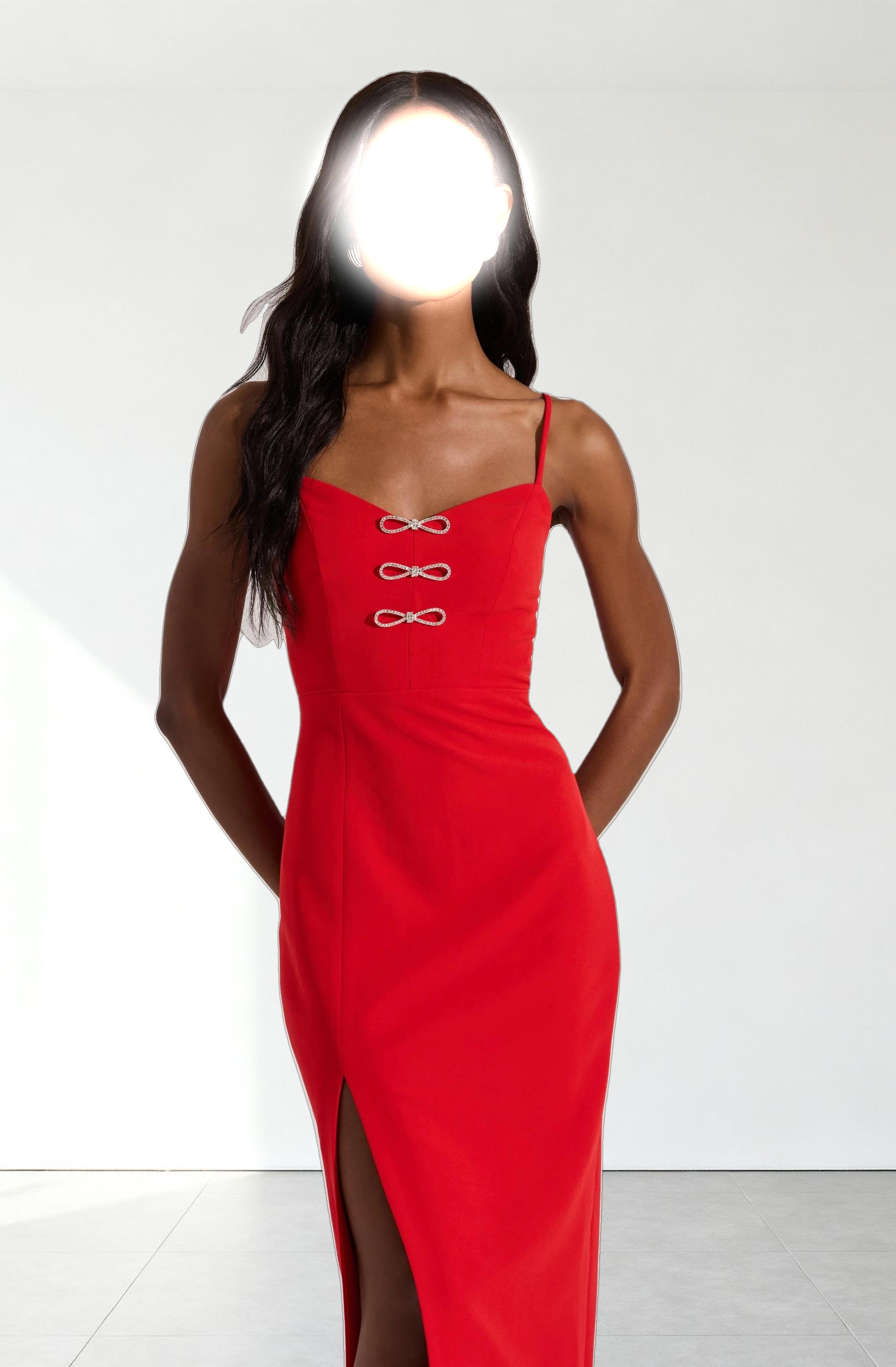 Embellished Bow Detail Midi Dress