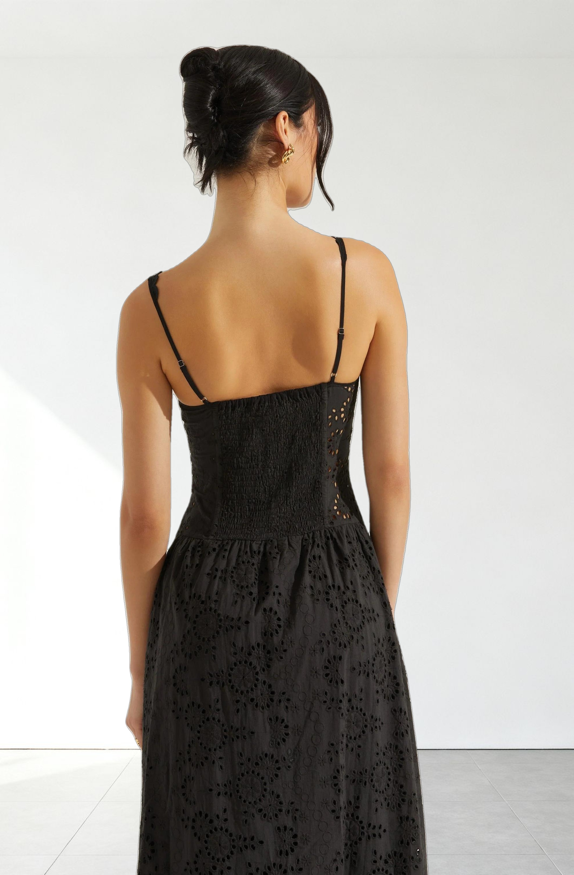 Yamila Eyelet Corset Midi Dress