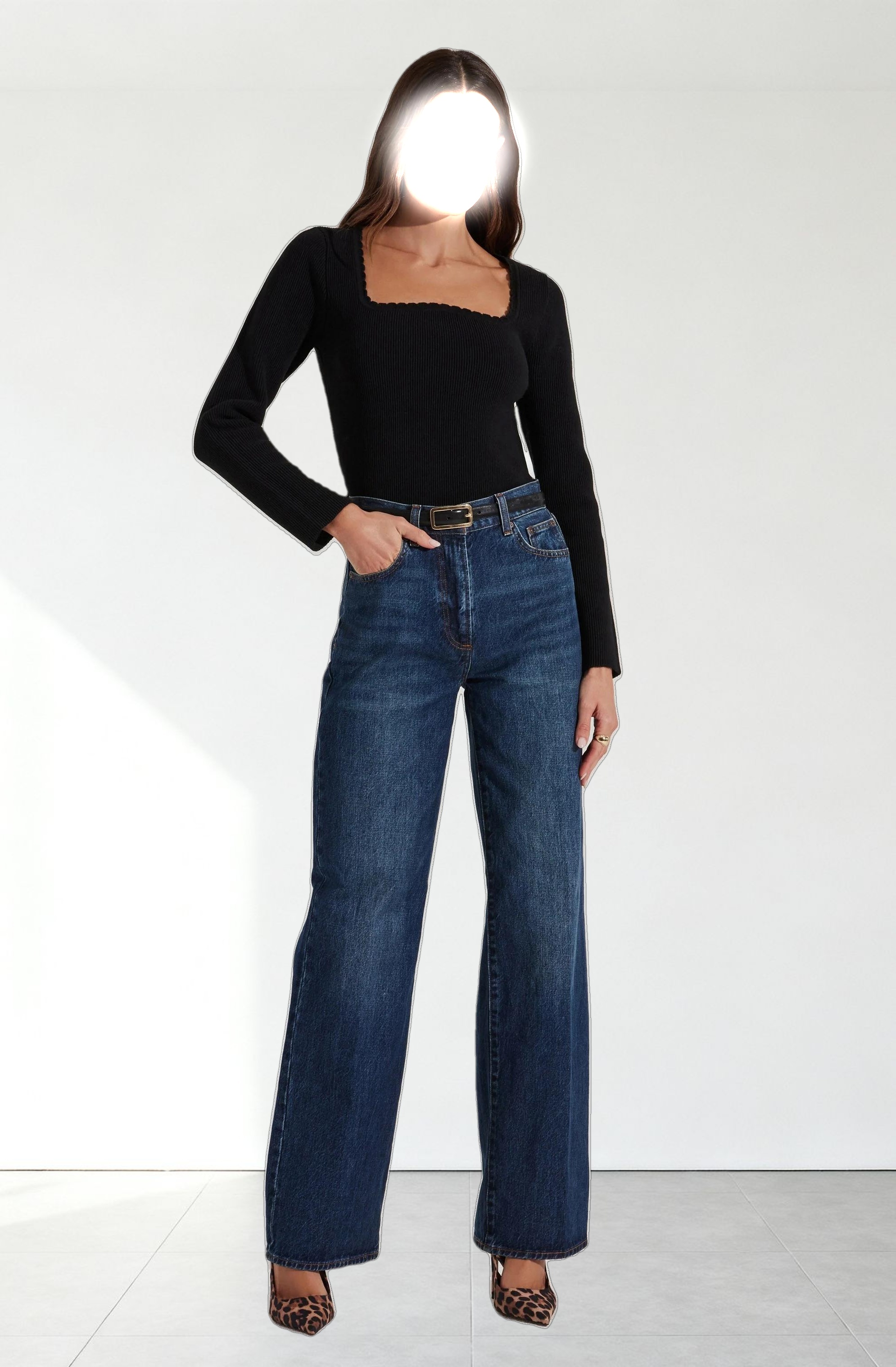 Scallop Trim Ribbed Knit Top