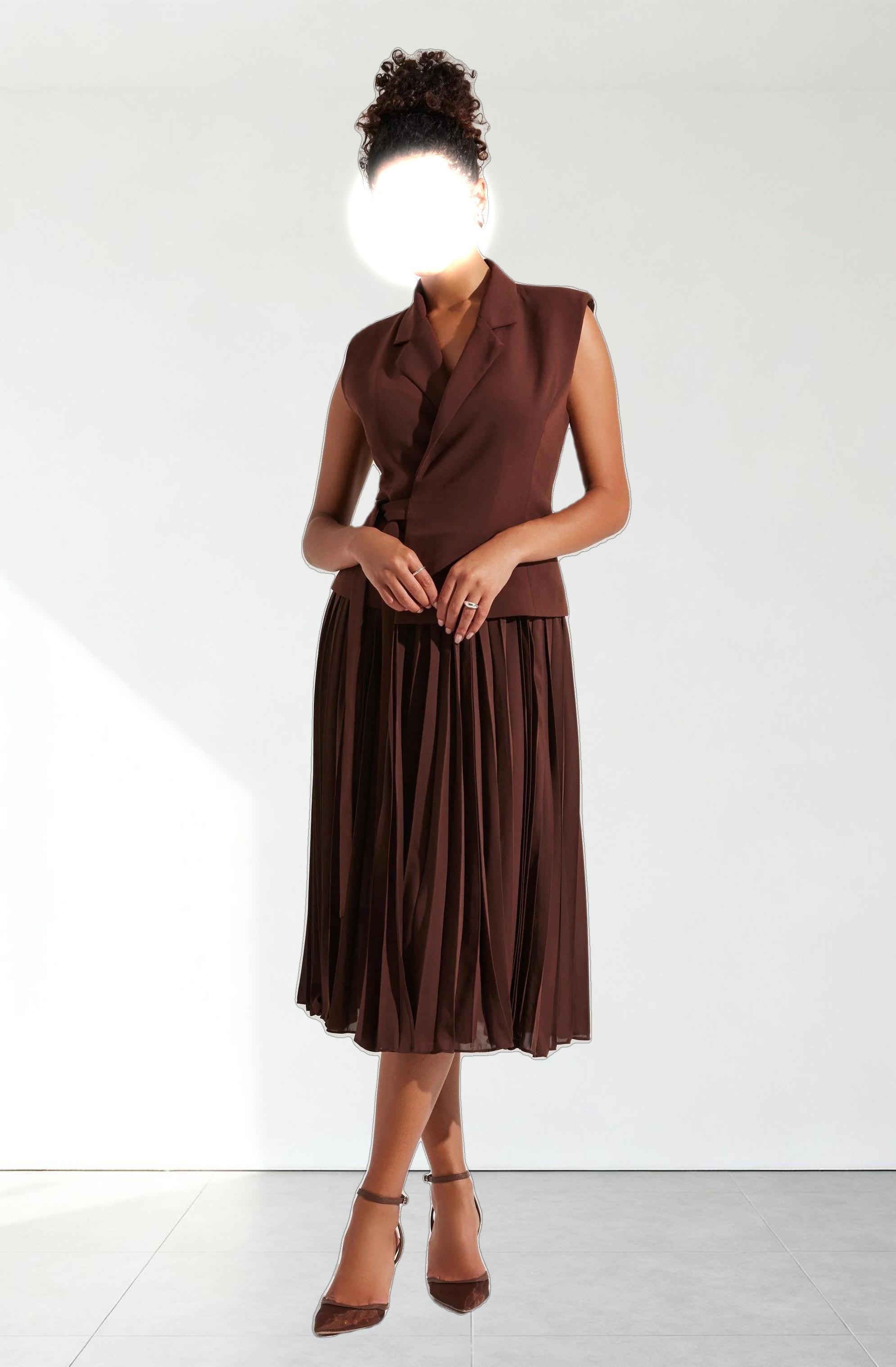 Mixed Media Vest Wrap Dress