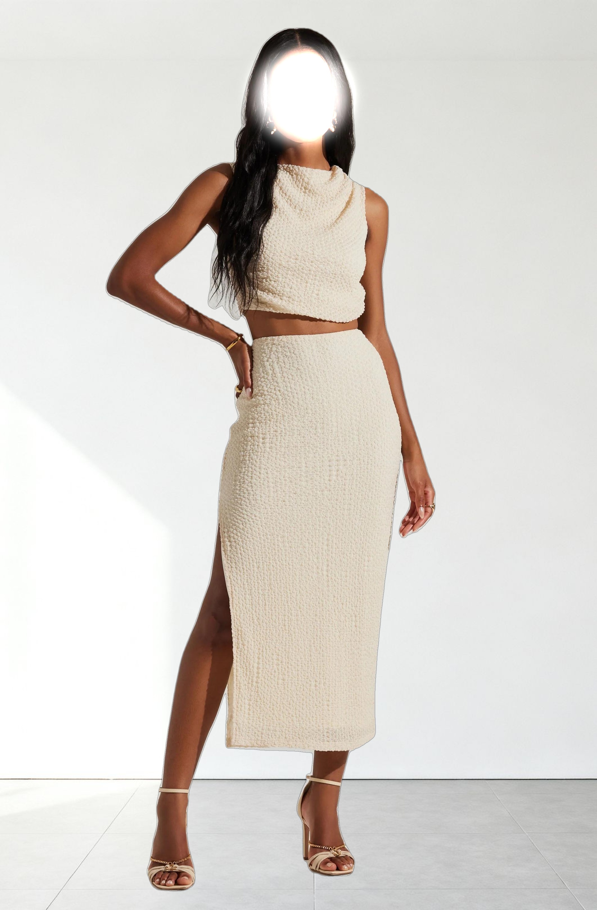 Keely Textured Sleeveless Crop Top