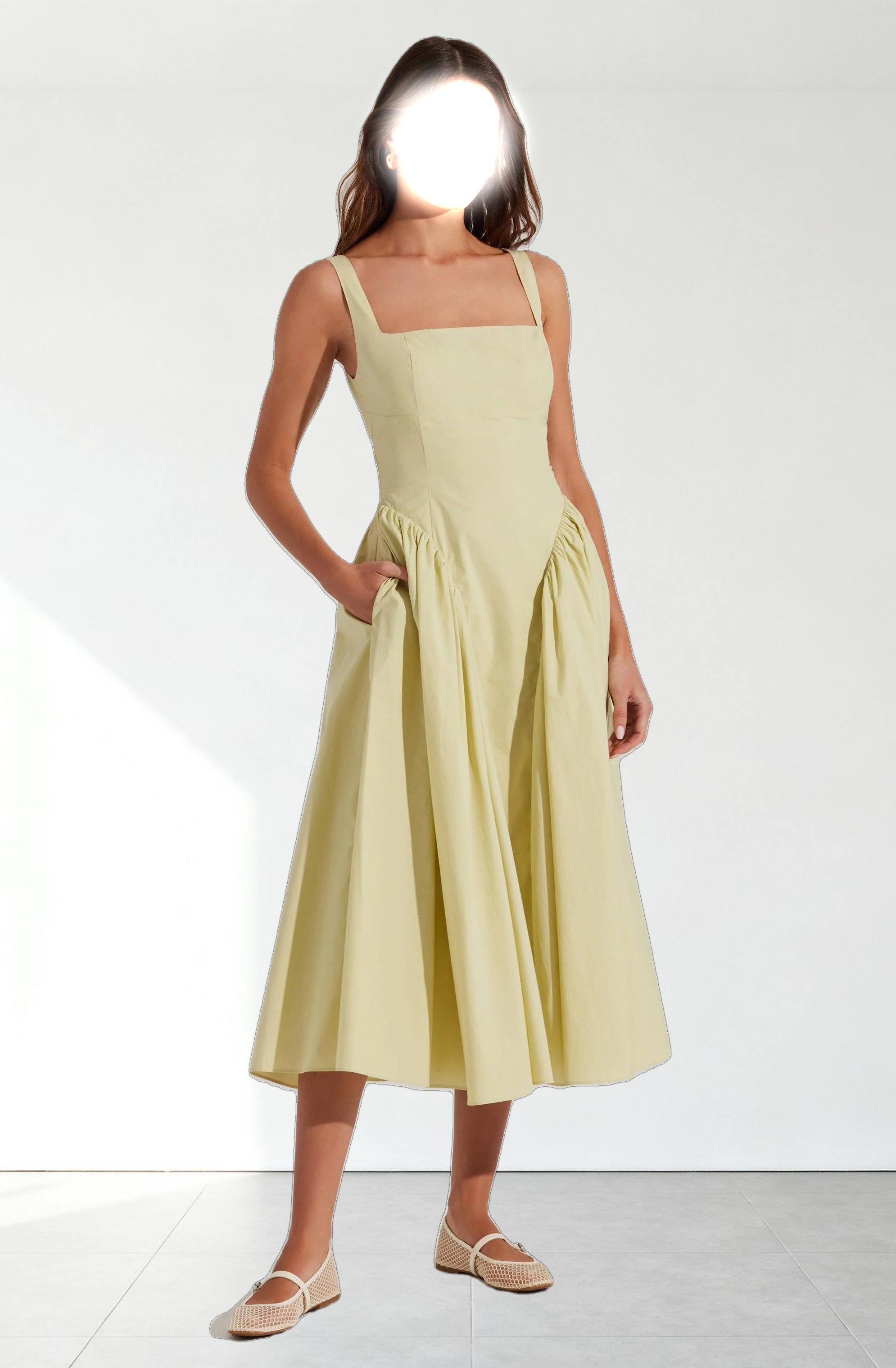 Vinya Poplin Drop Waist Dress