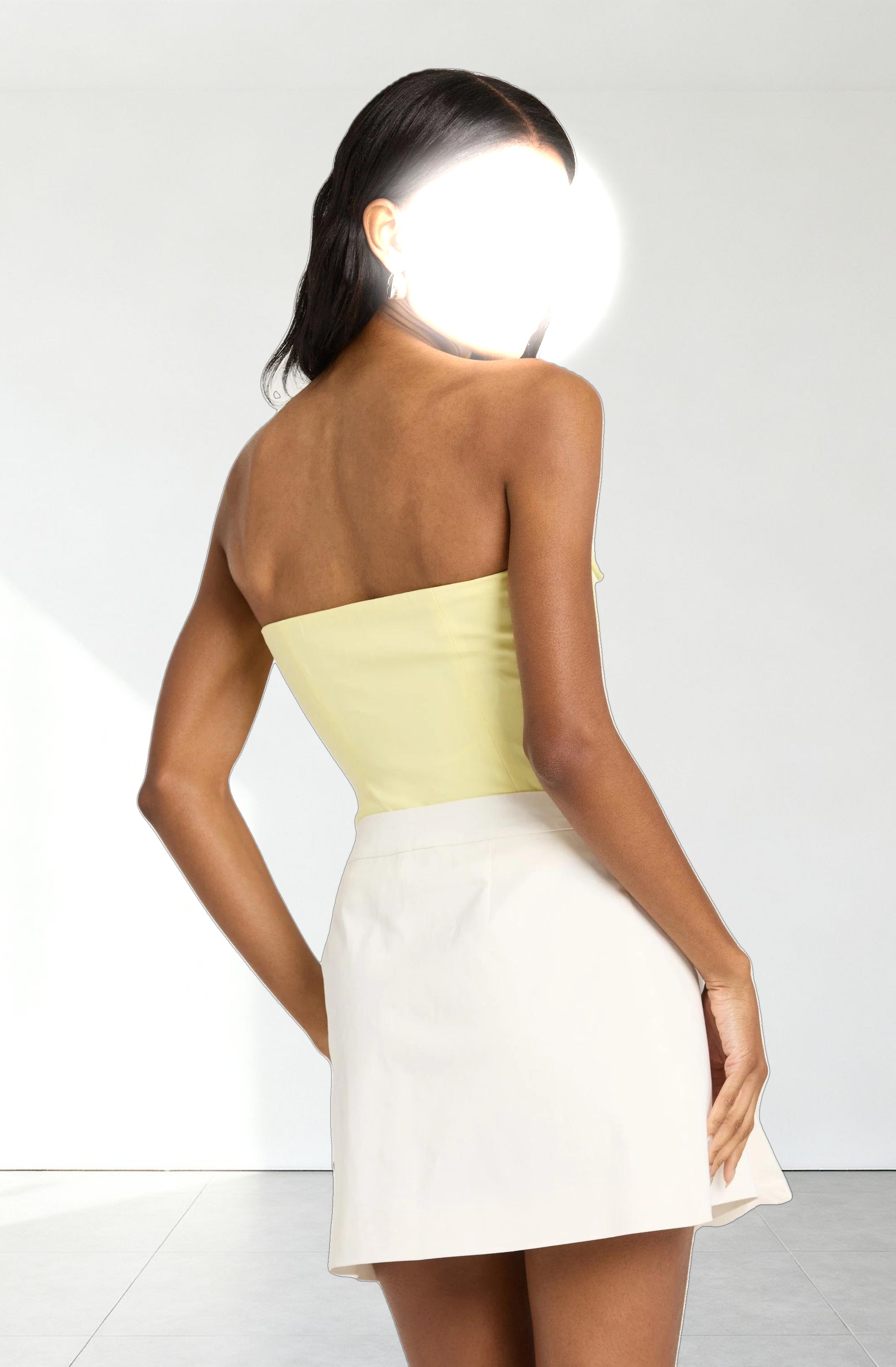 Contrast Bow Strapless Top