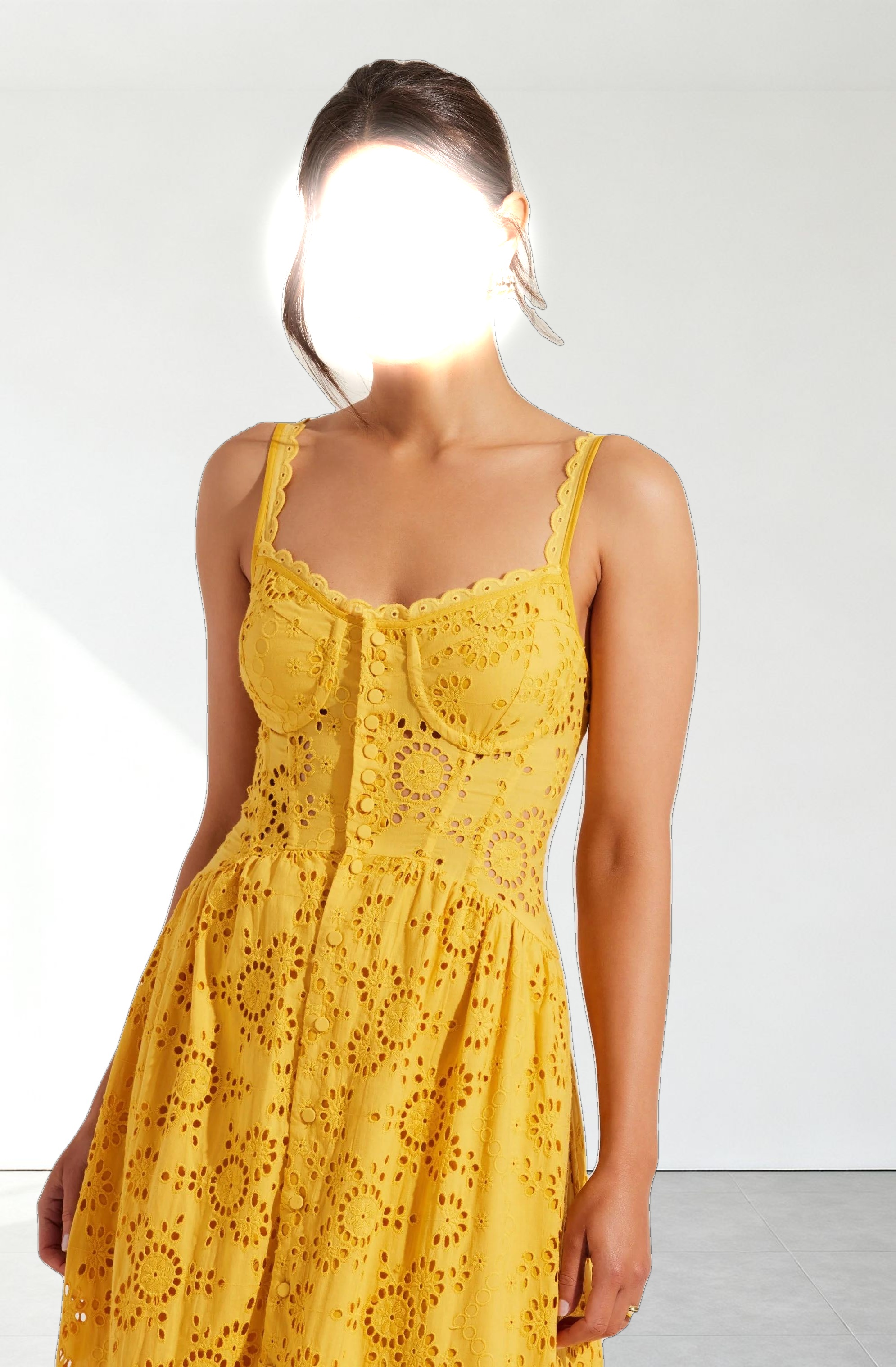 Yamila Eyelet Corset Midi Dress