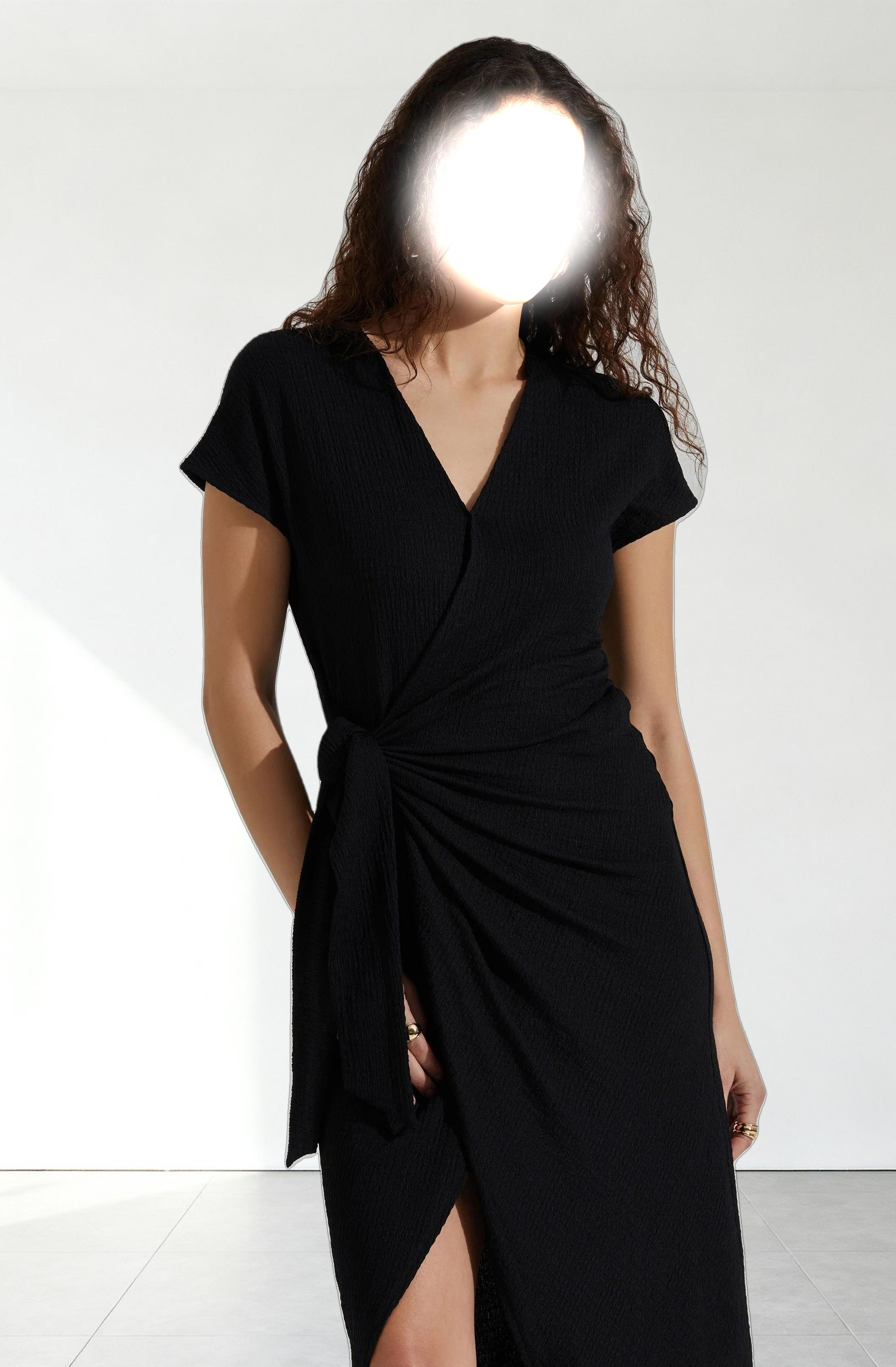 Knit Wrap Midi Dress