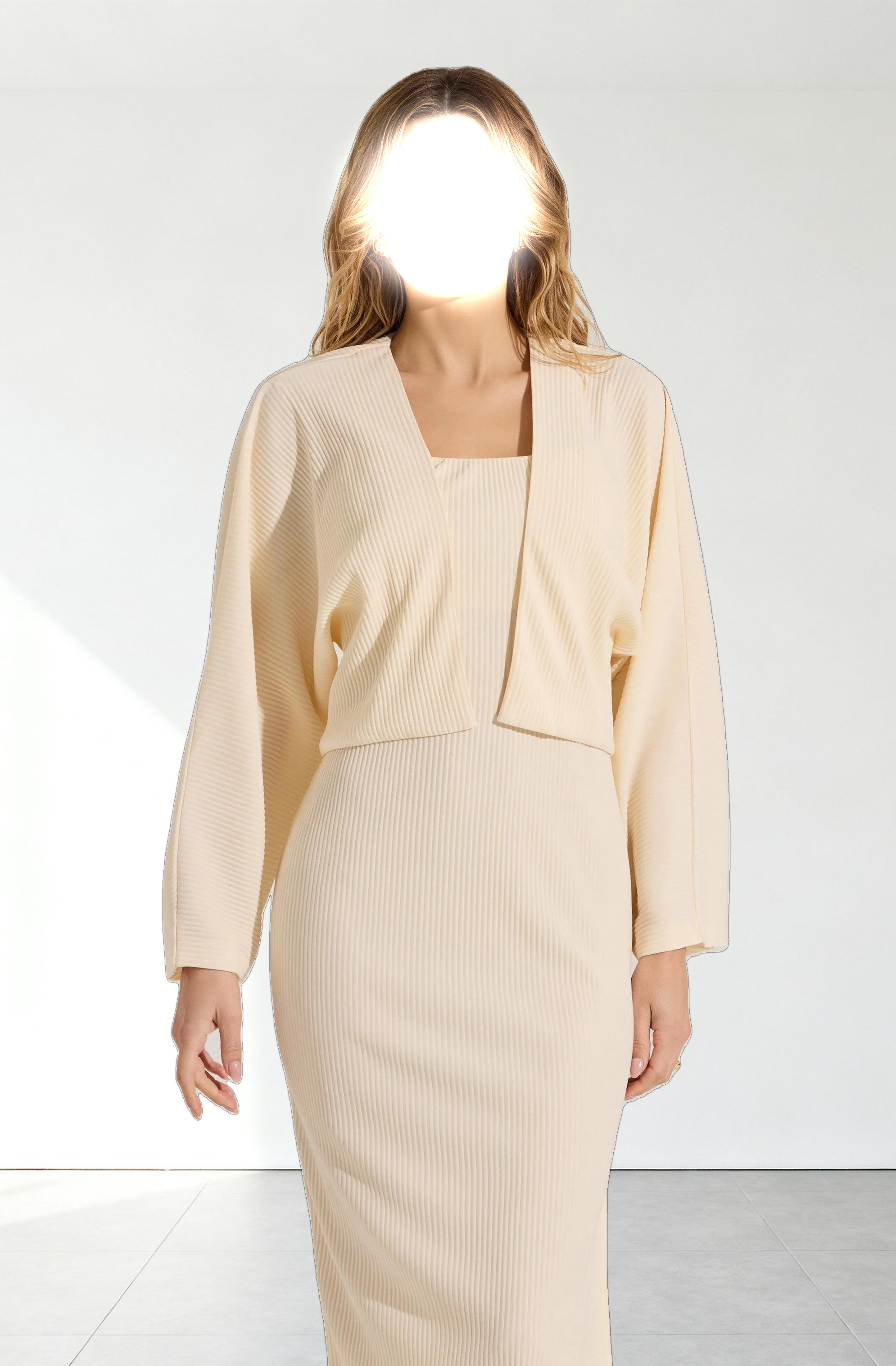 Ribbed Midi Dress & Shrug Set