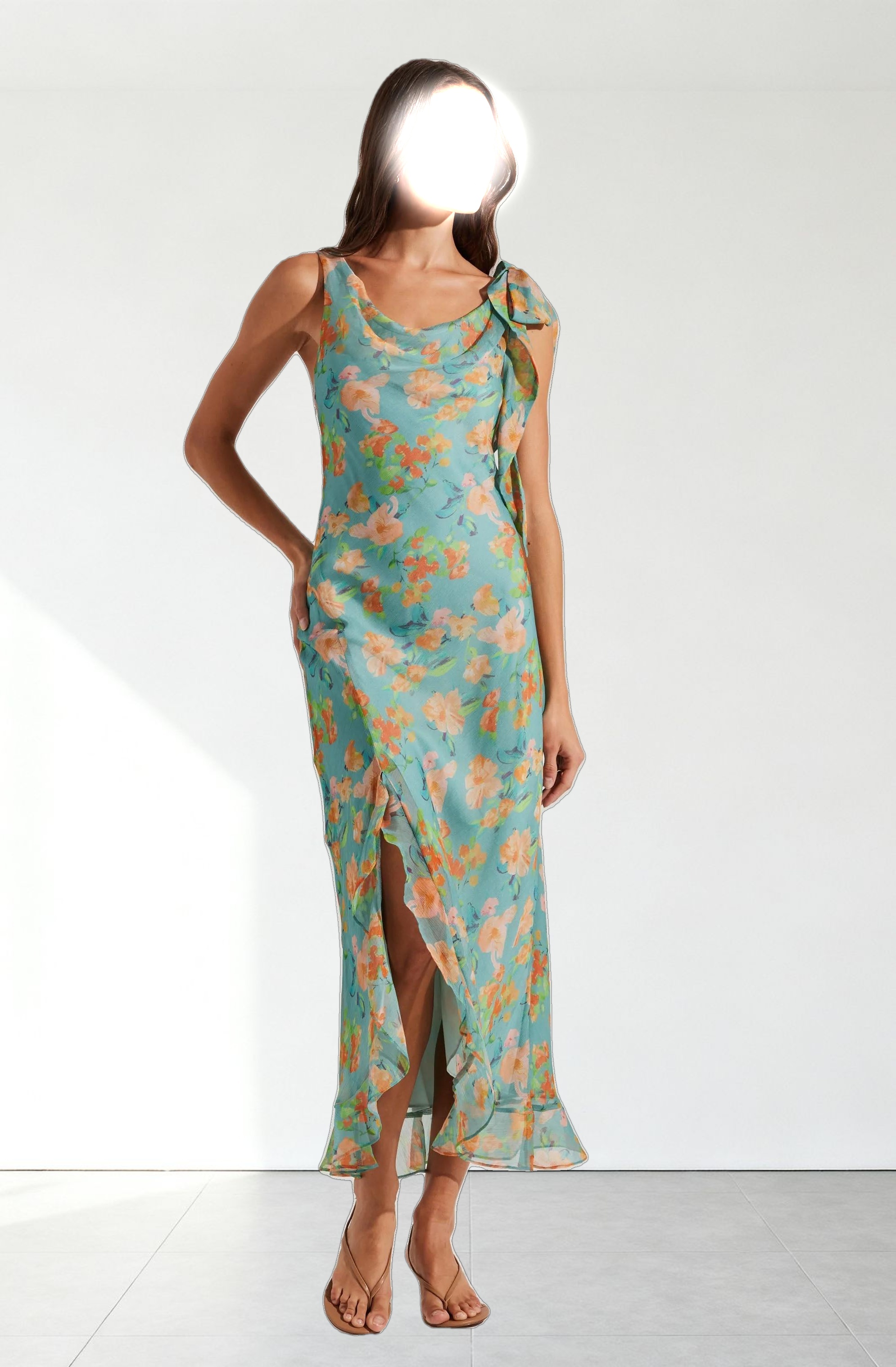 Isabelle Ruffled Cowl Neck Dress