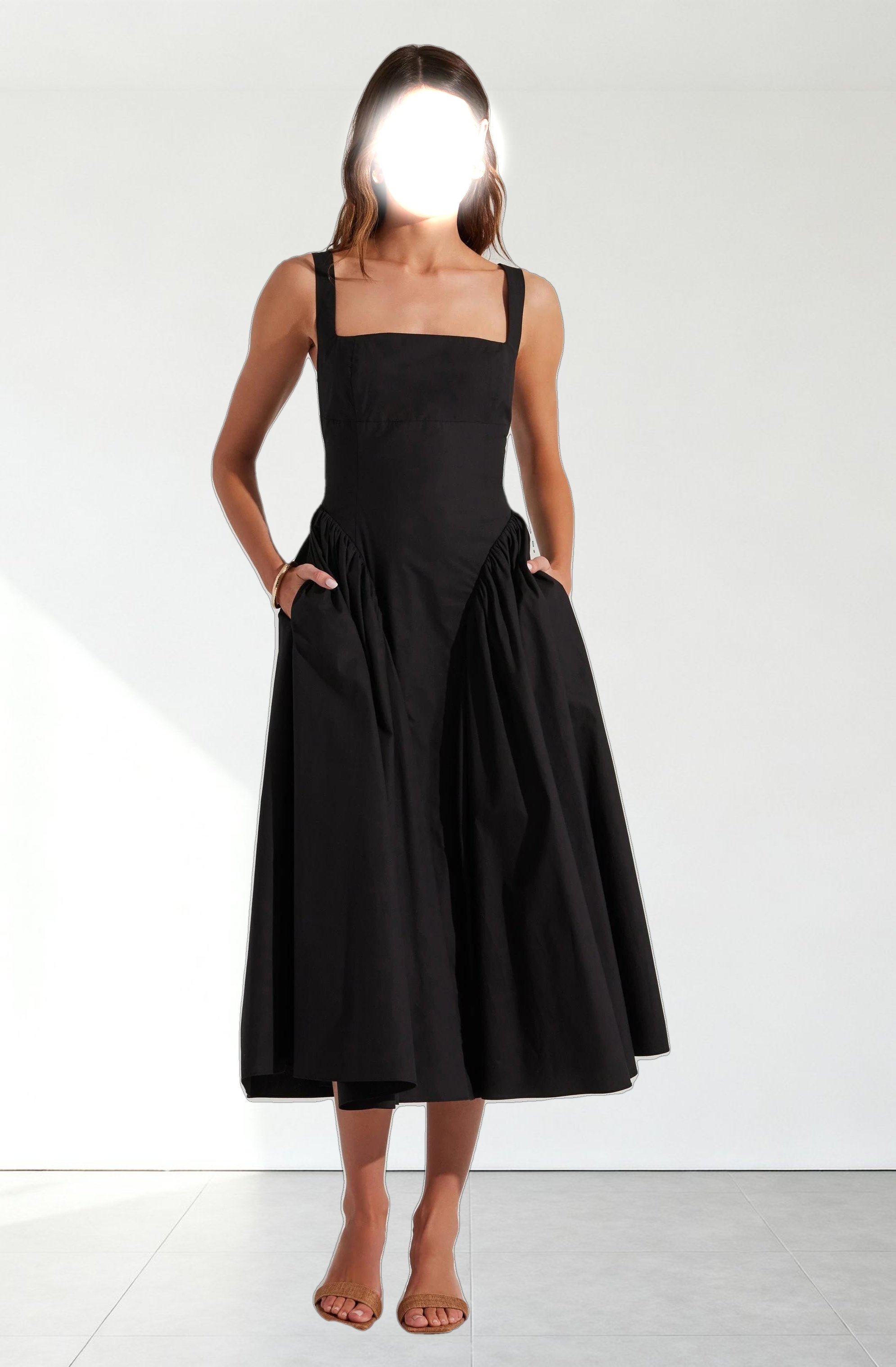 Vinya Poplin Drop Waist Dress