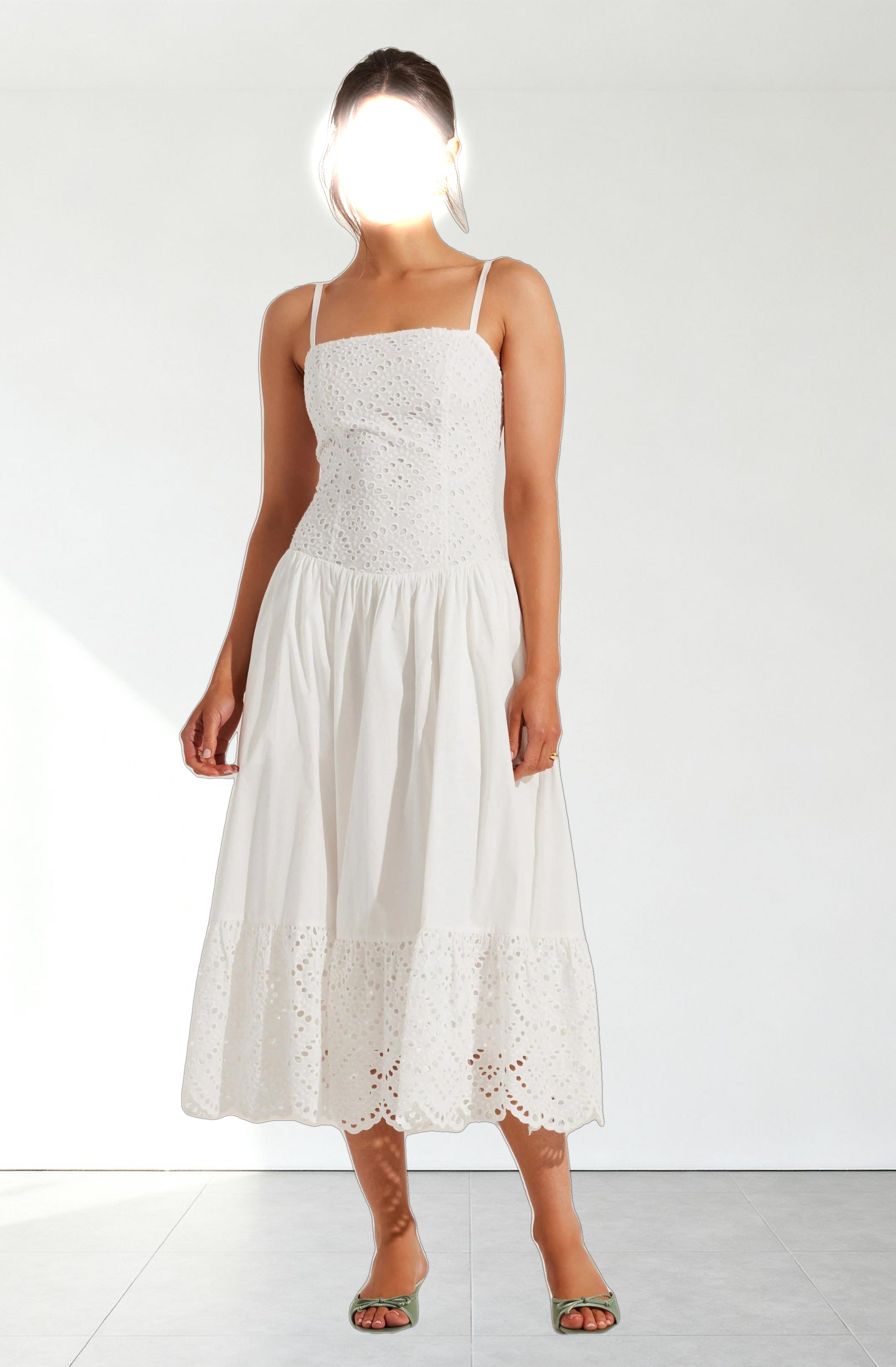 Nathalia Eyelet Midi Dress