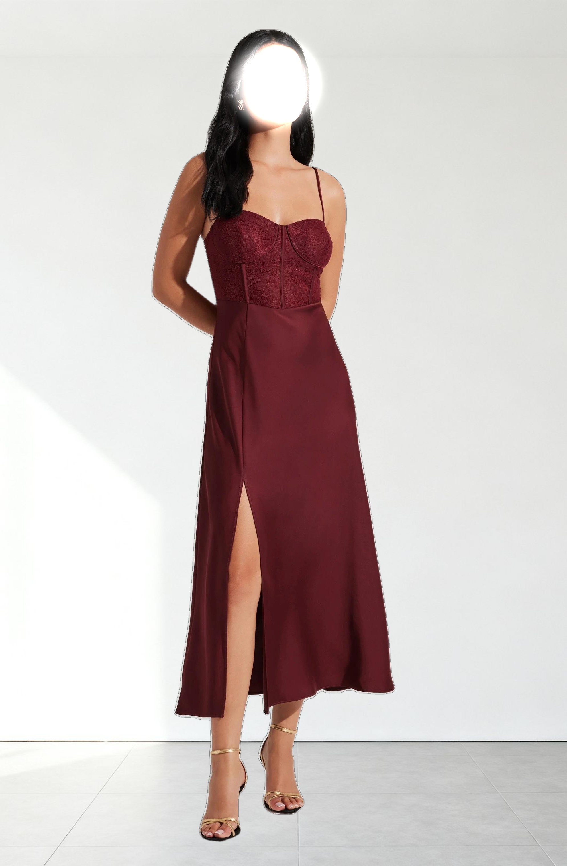 Lace Bustier Midi Dress