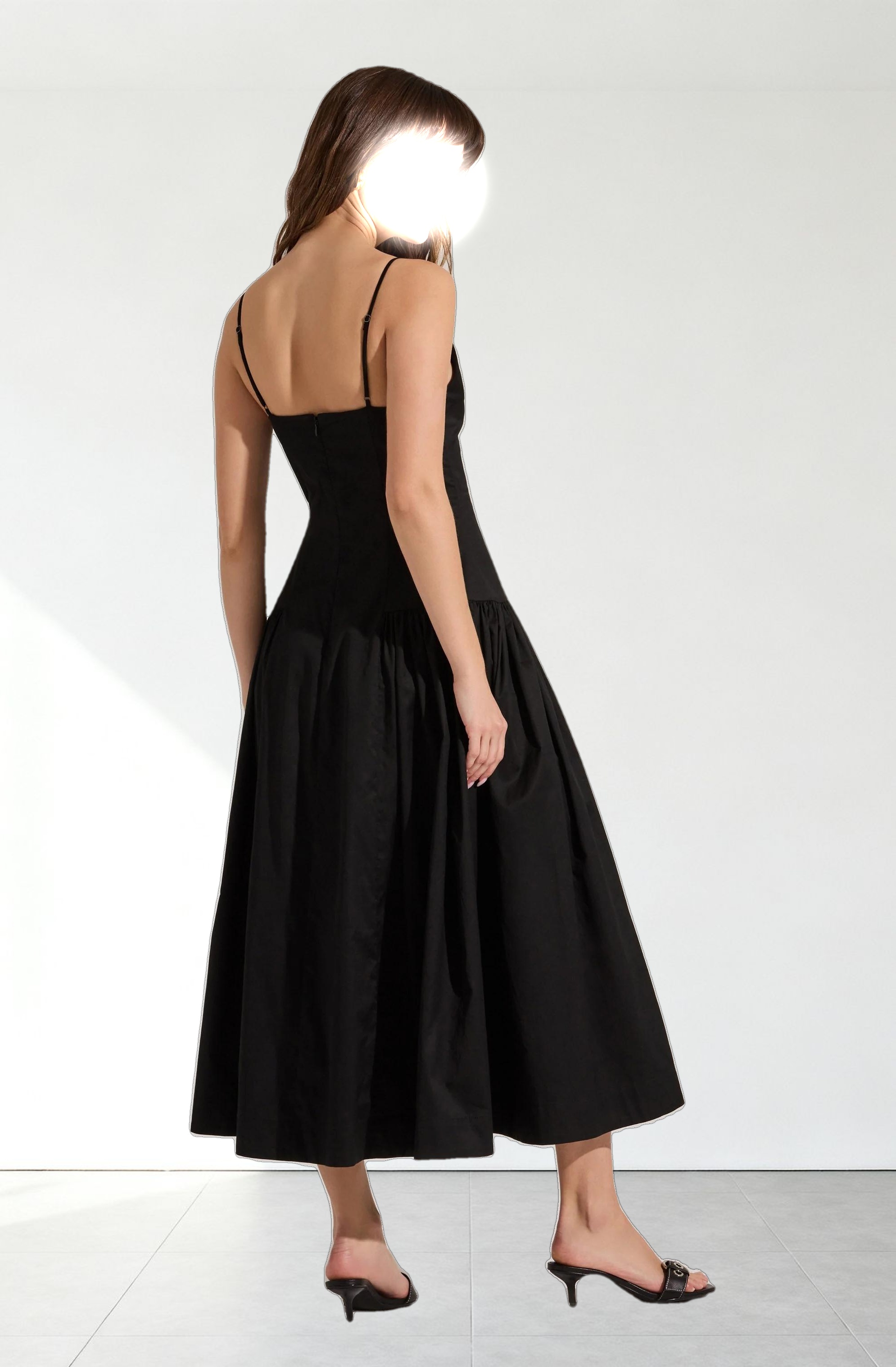 High Square Neck Midi Dress