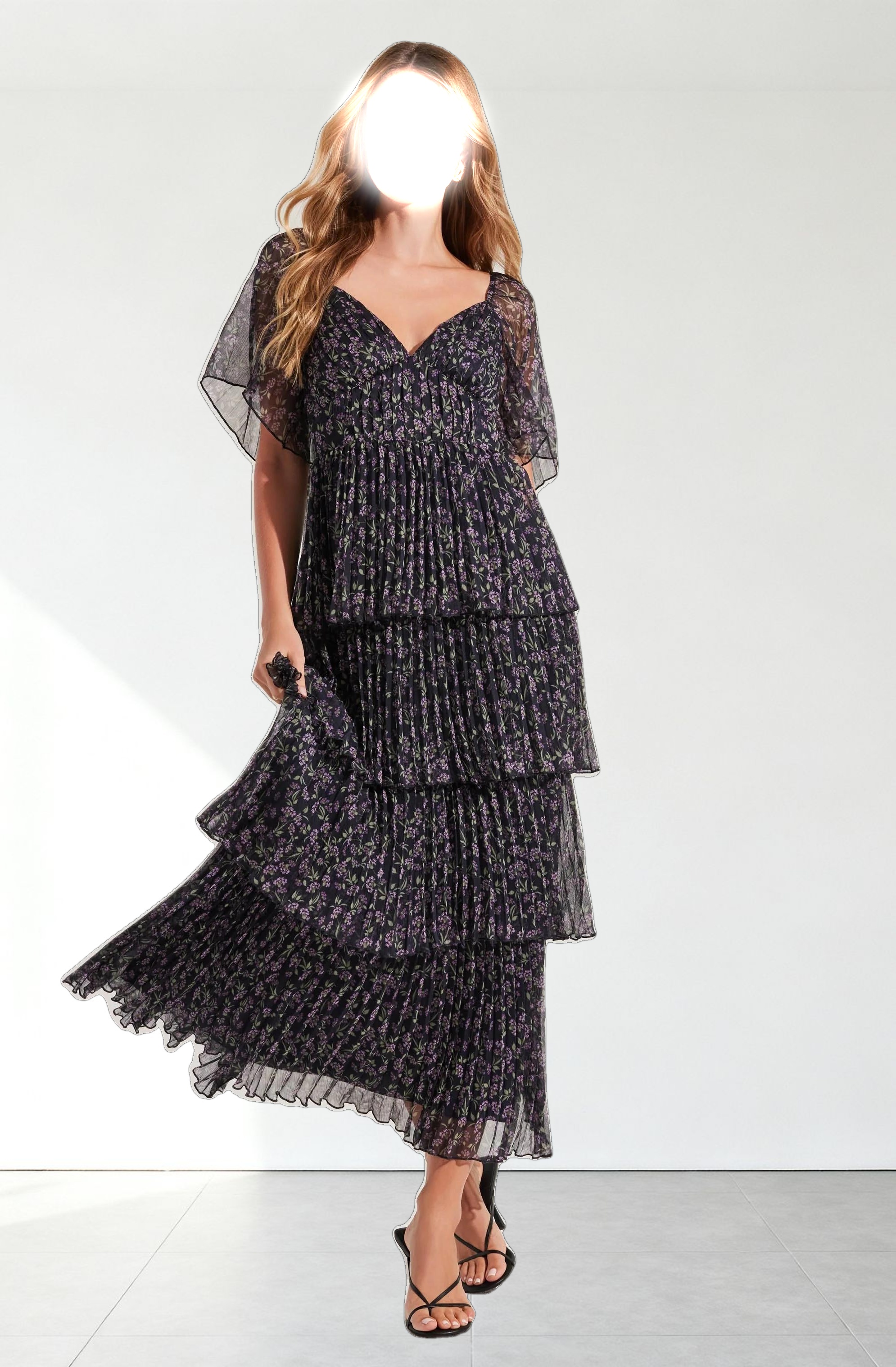 Gracelynn Pleated Tiered Maxi Dress