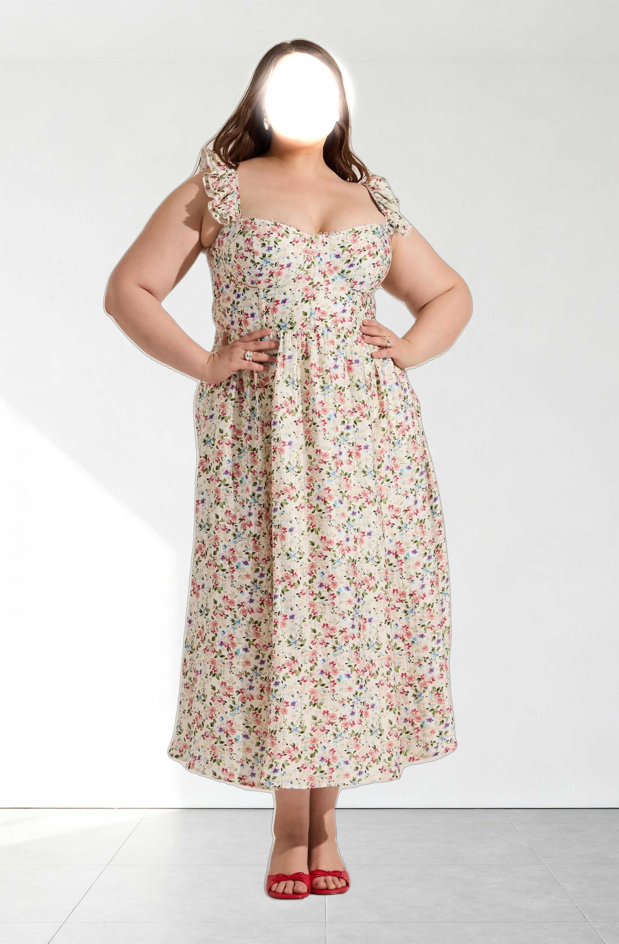 Wedelia Floral Bustier Midi Dress