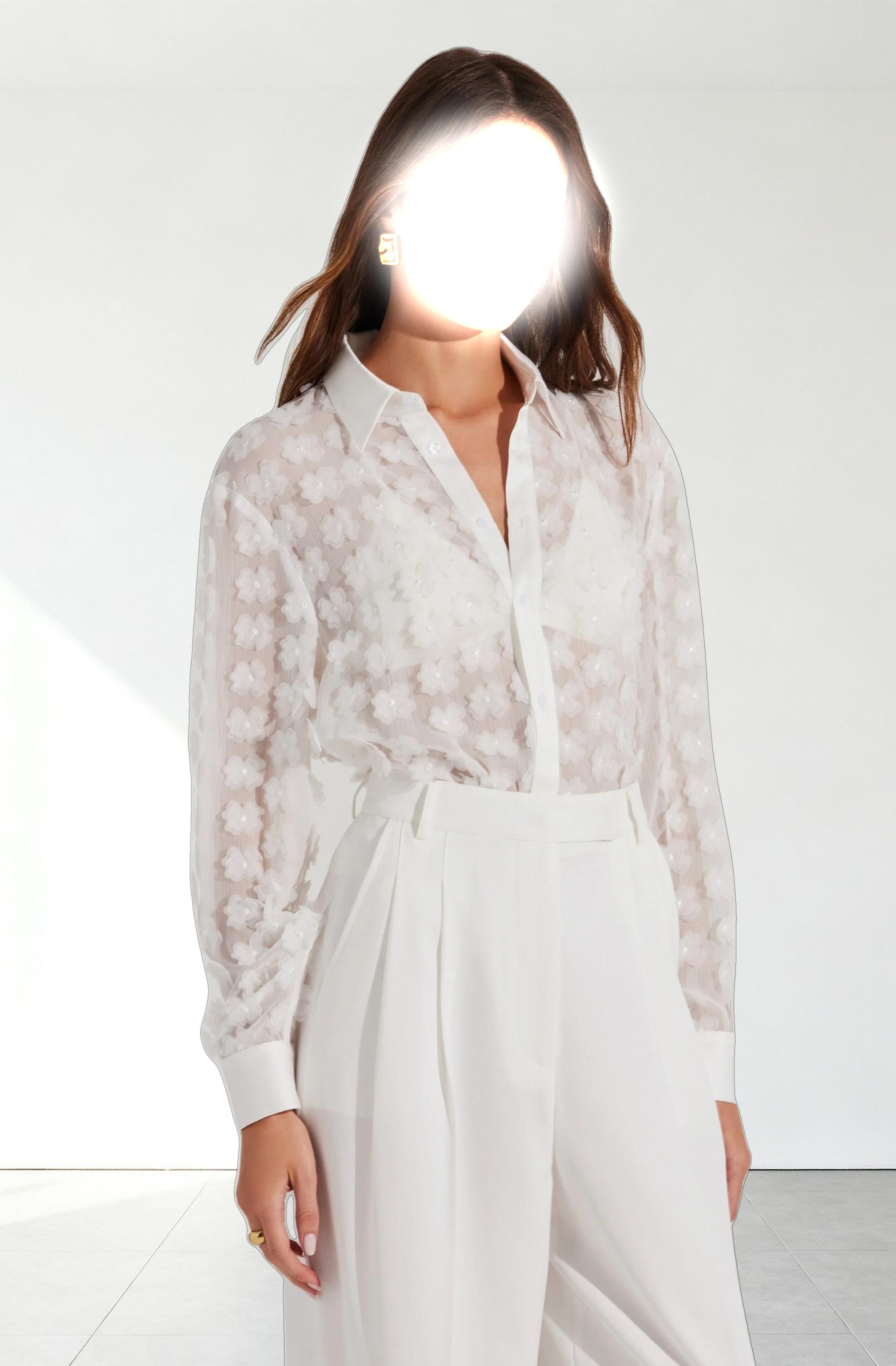 Ioannis 3D Floral Appliqué Shirt