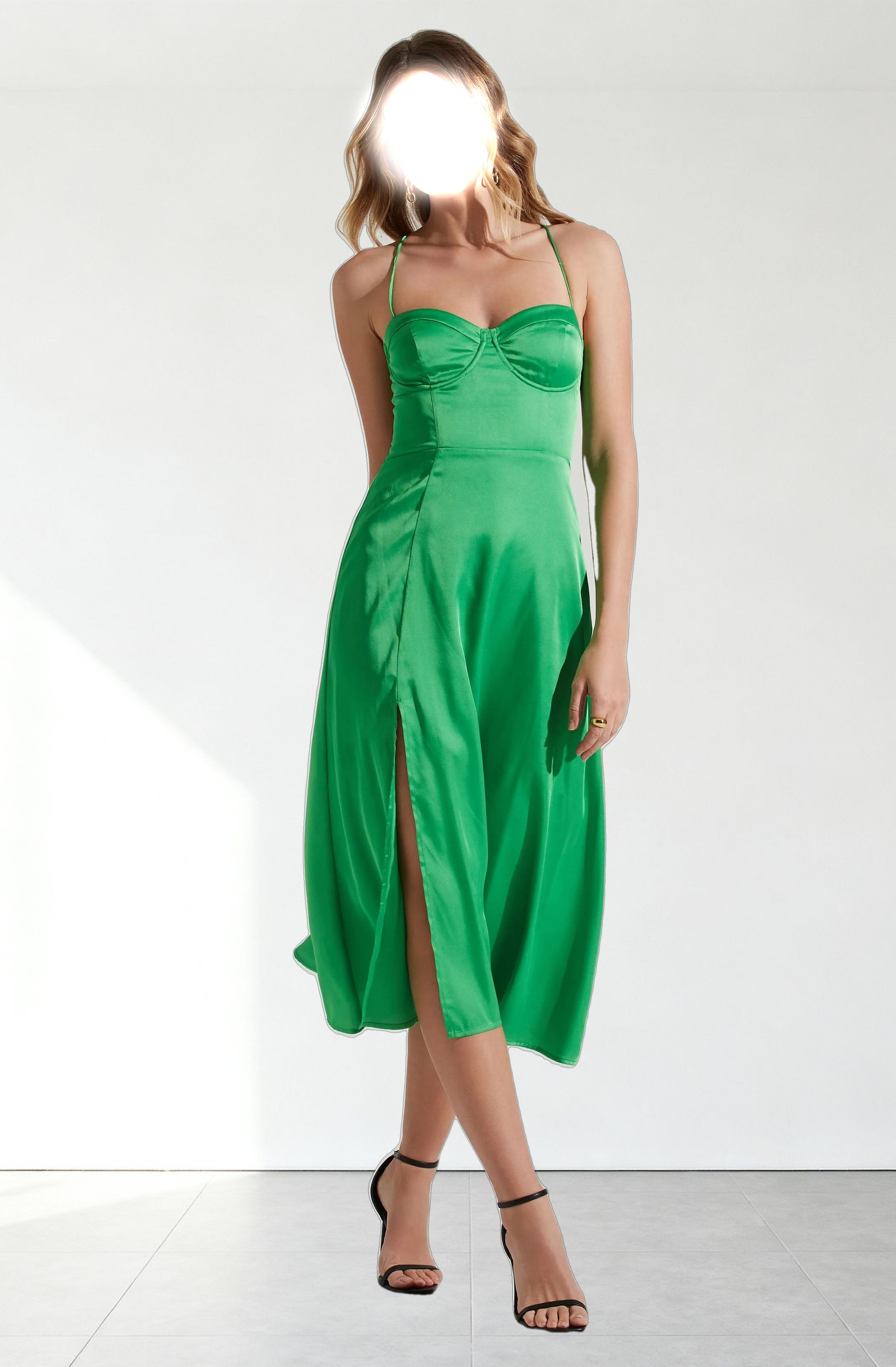 Gala Bustier Cross Strap Midi Dress